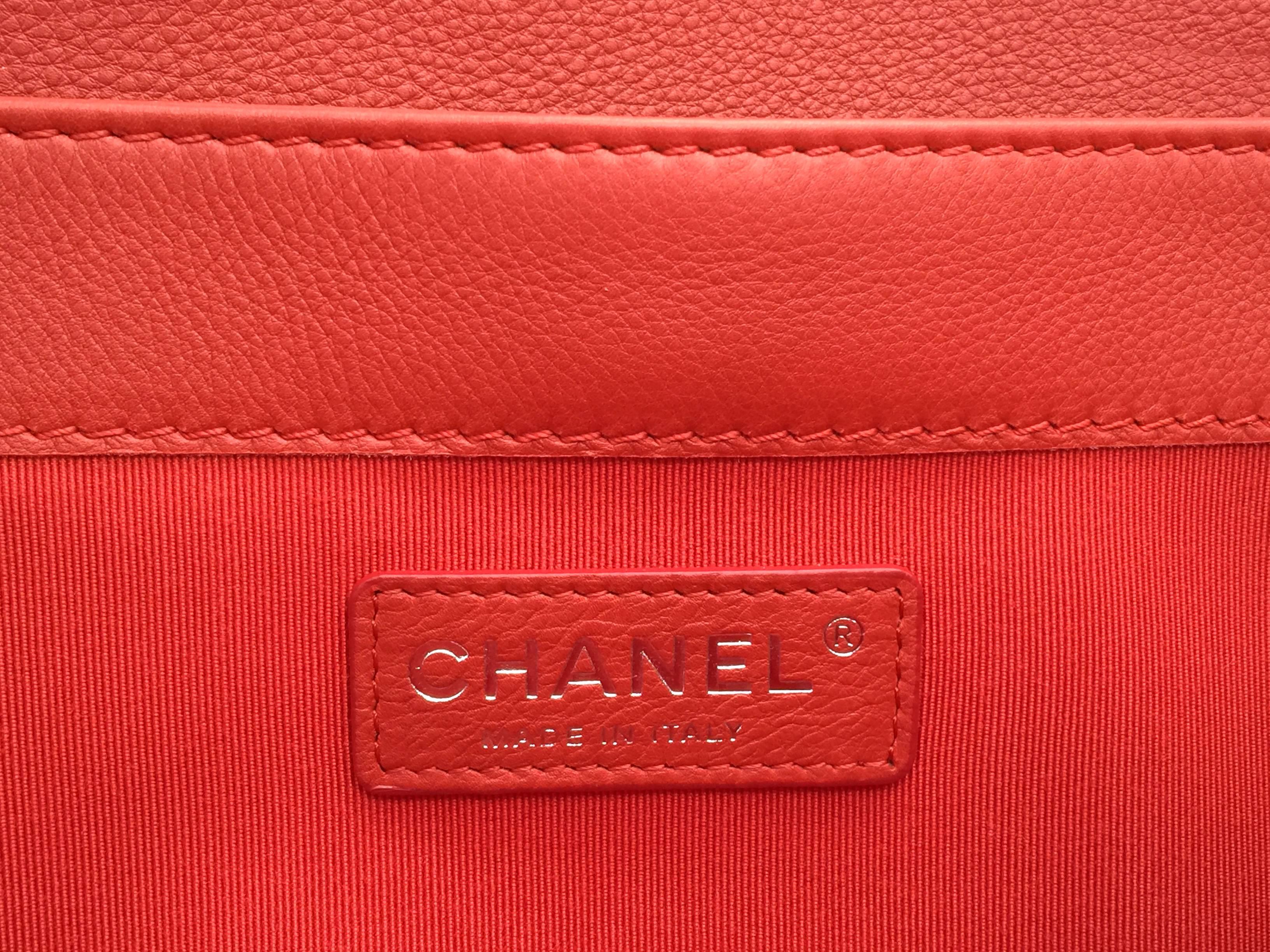 Chanel Boy Reverso Red Quilted Lambskin Leather SHW Chain Shoulder Bag 5