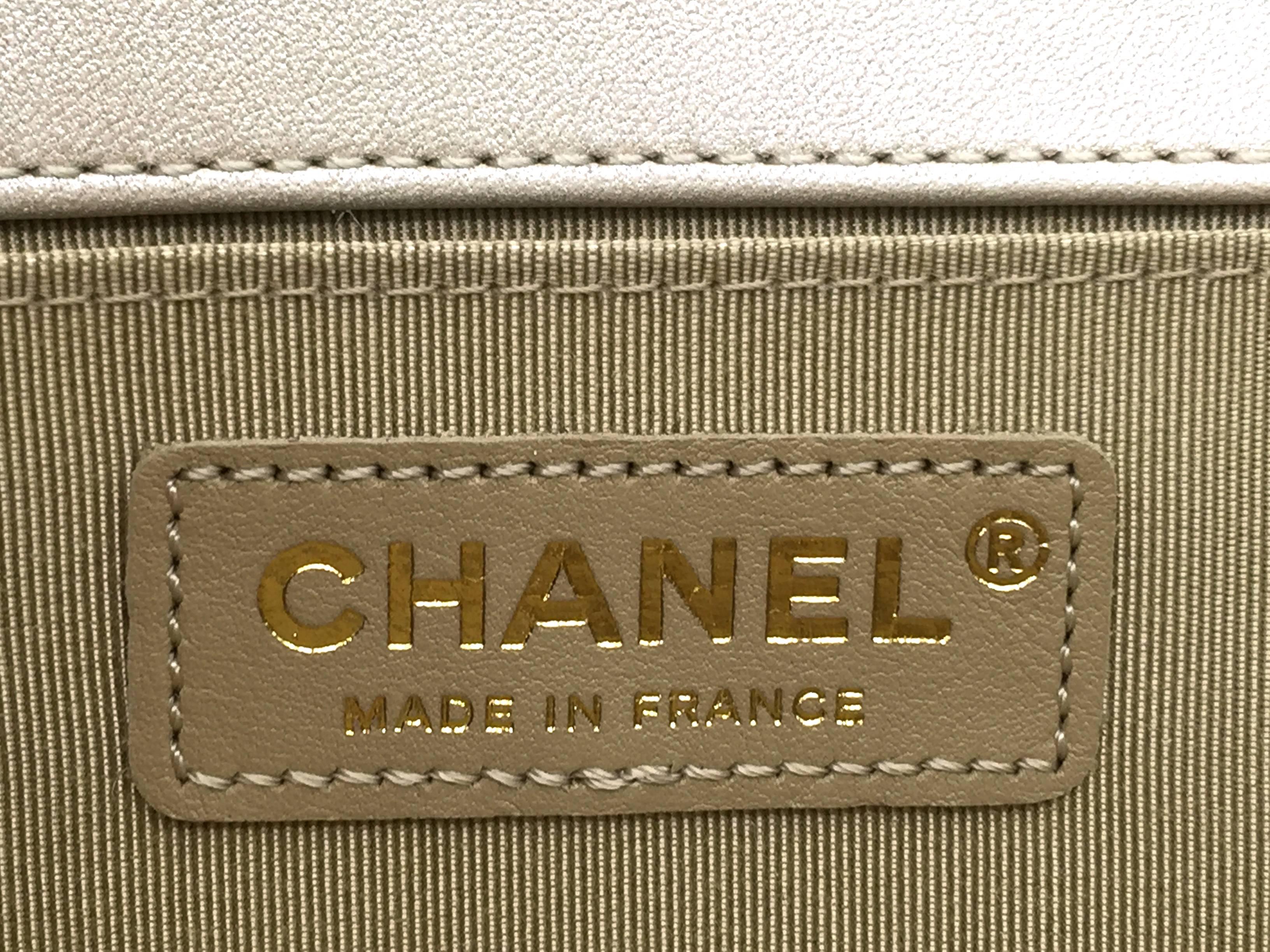 Chanel Boy Champagne Gold Calfskin Leather Chain Shoulder Bag 4