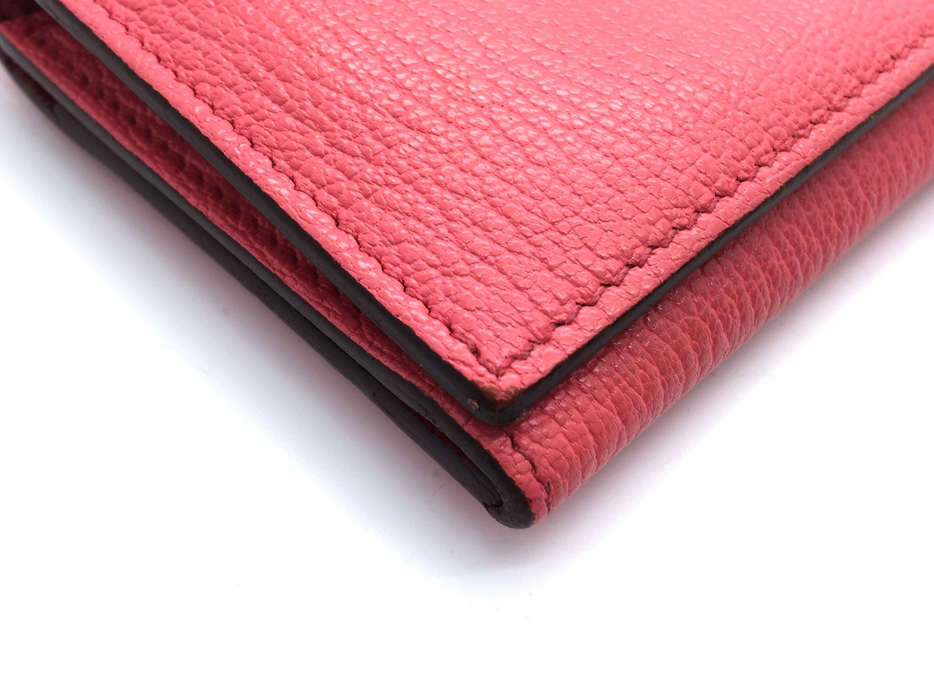 Hermes Bearn Pink Rose Lipstick Chevre Leather Long Wallet 6