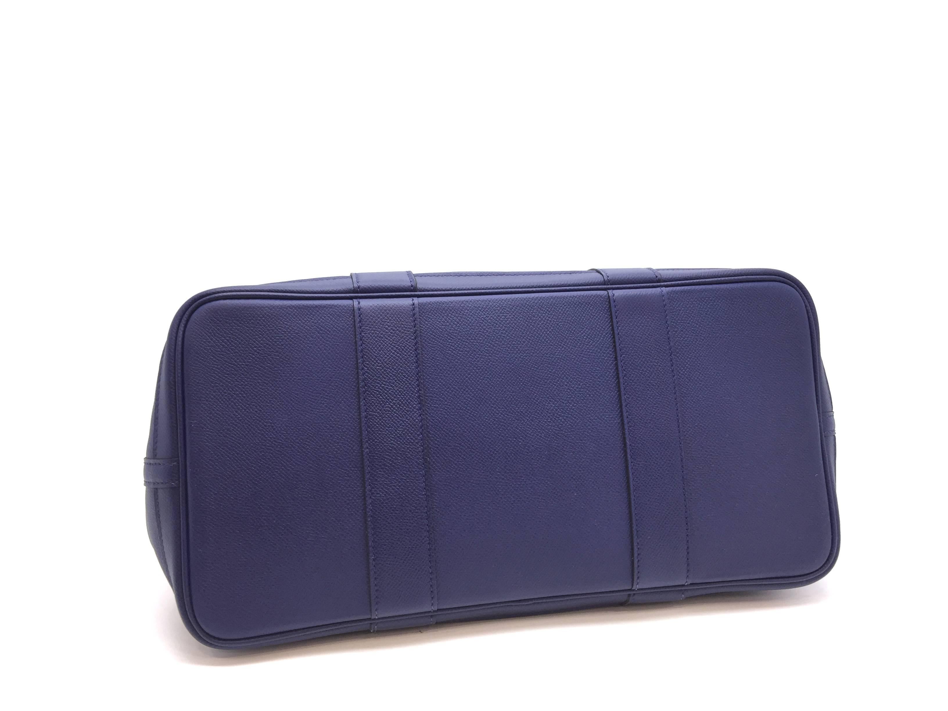Hermes Garden Party PM Bleu Saphir Blue Epsom Leather Tote Bag 2