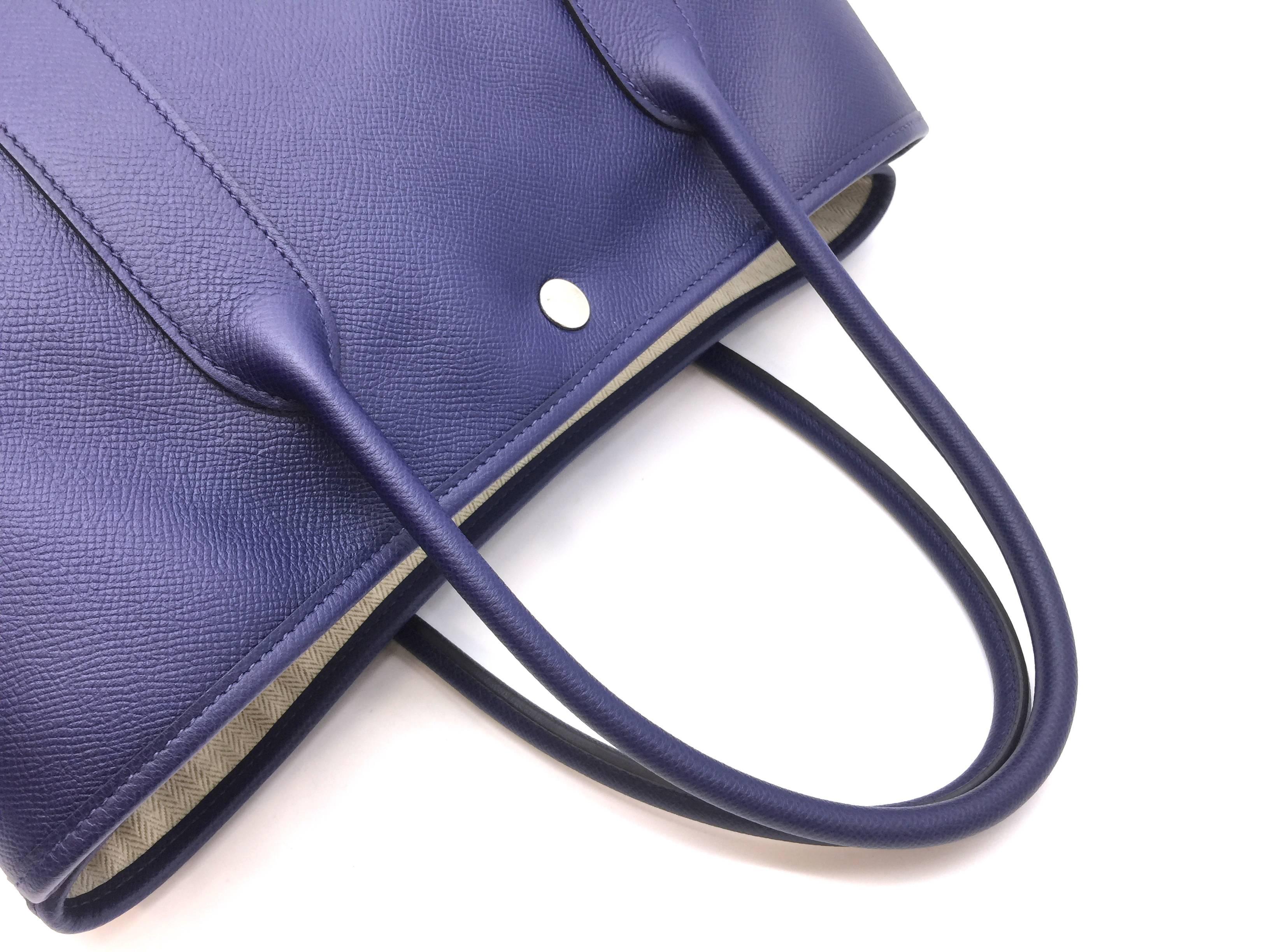 Hermes Garden Party PM Bleu Saphir Blue Epsom Leather Tote Bag 1