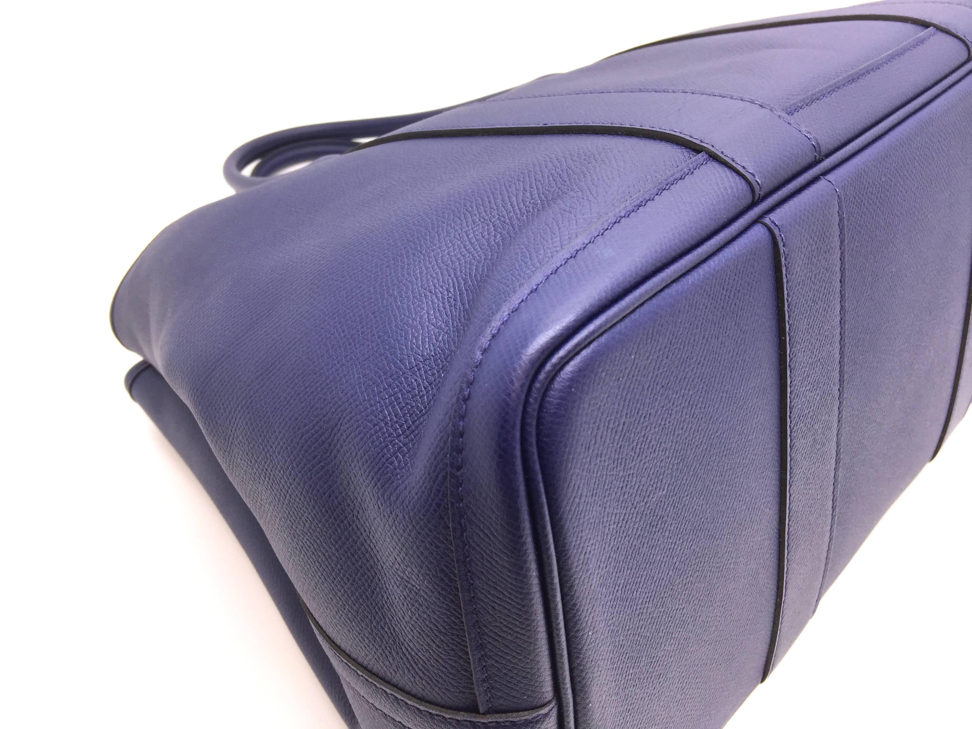 Hermes Garden Party PM Bleu Saphir Blue Epsom Leather Tote Bag 3