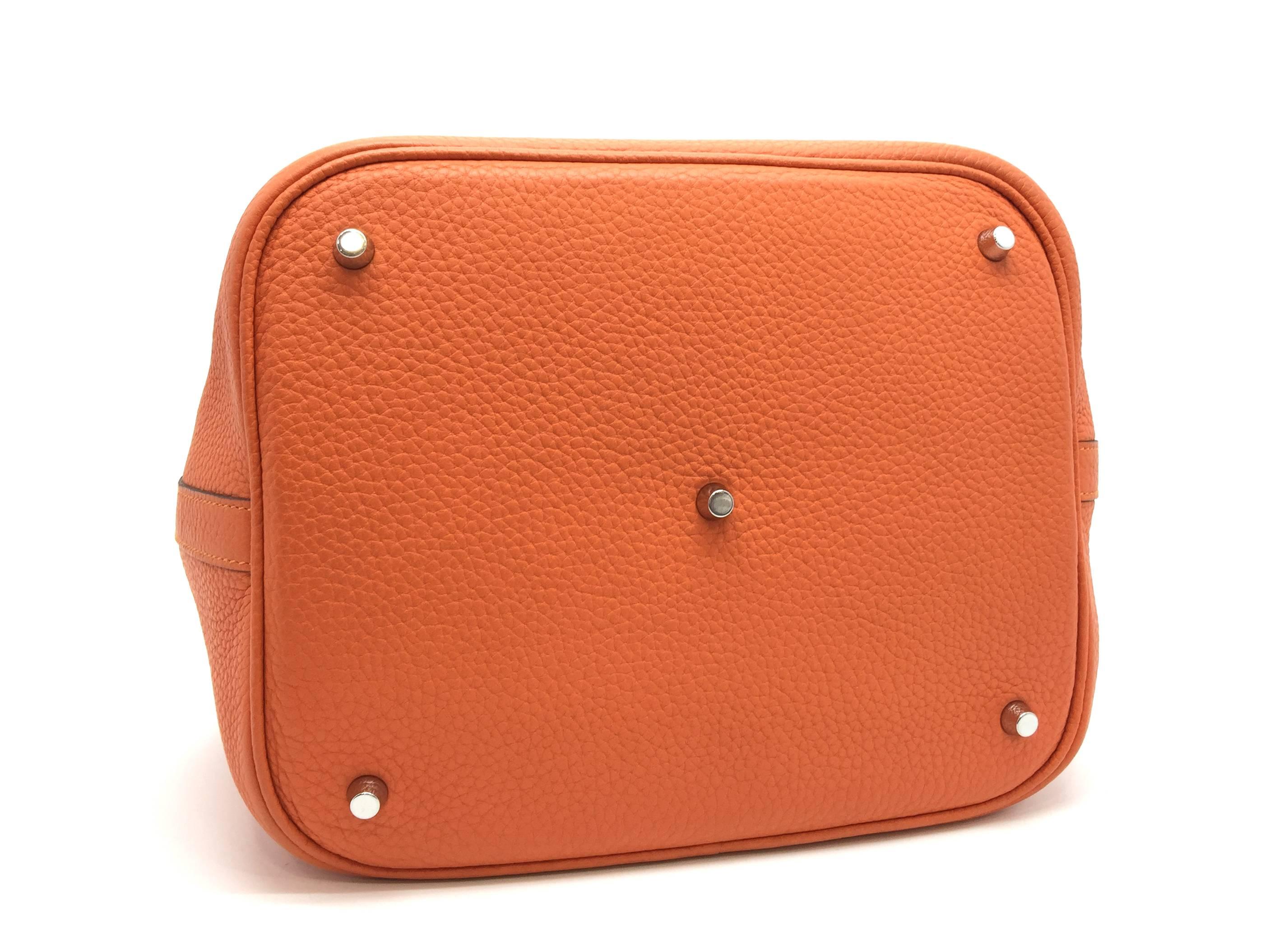 Hermes Picotin GM Feu Orange Clemence Leather Tote Bag 4