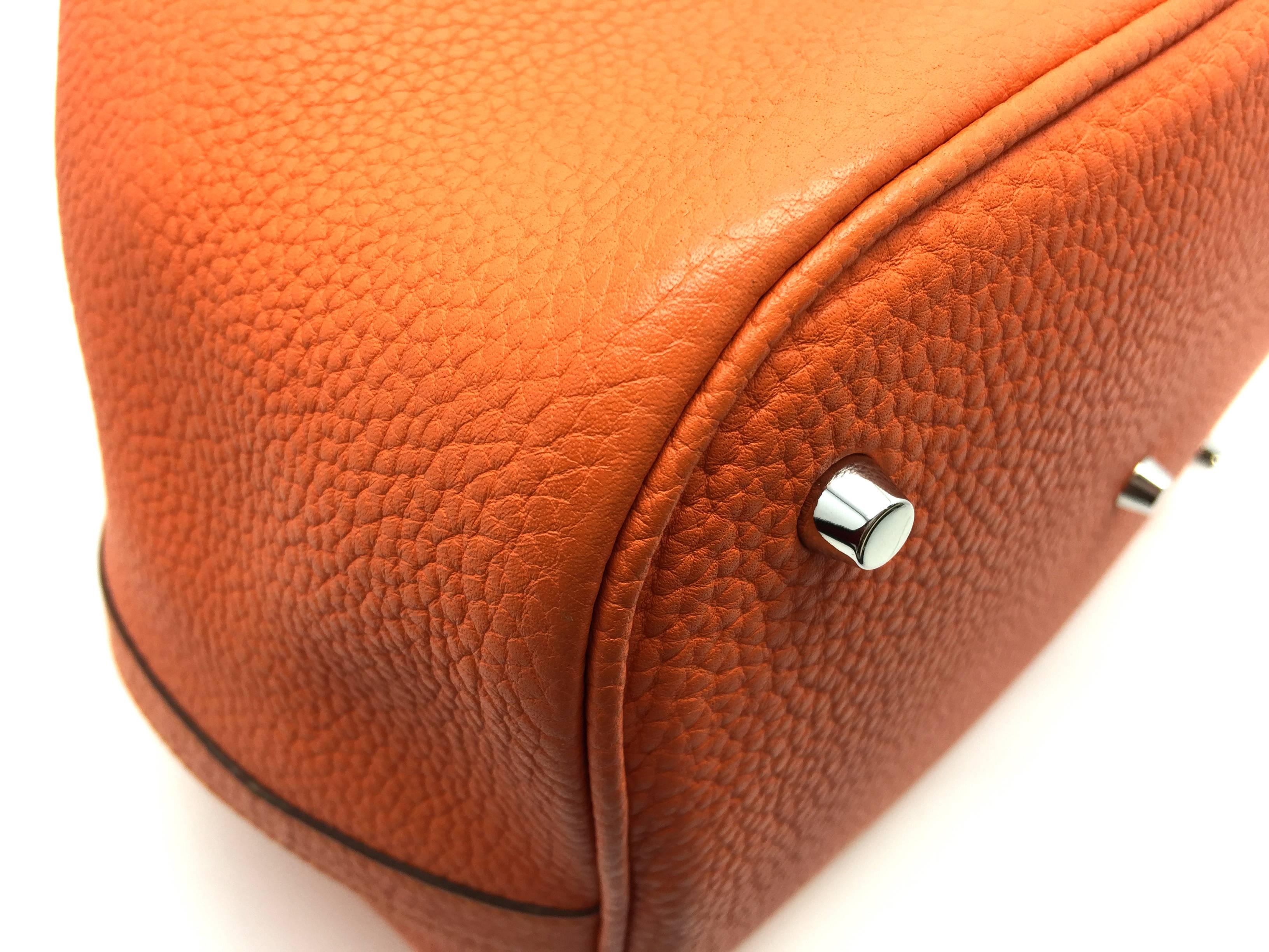 Hermes Picotin GM Feu Orange Clemence Leather Tote Bag 5
