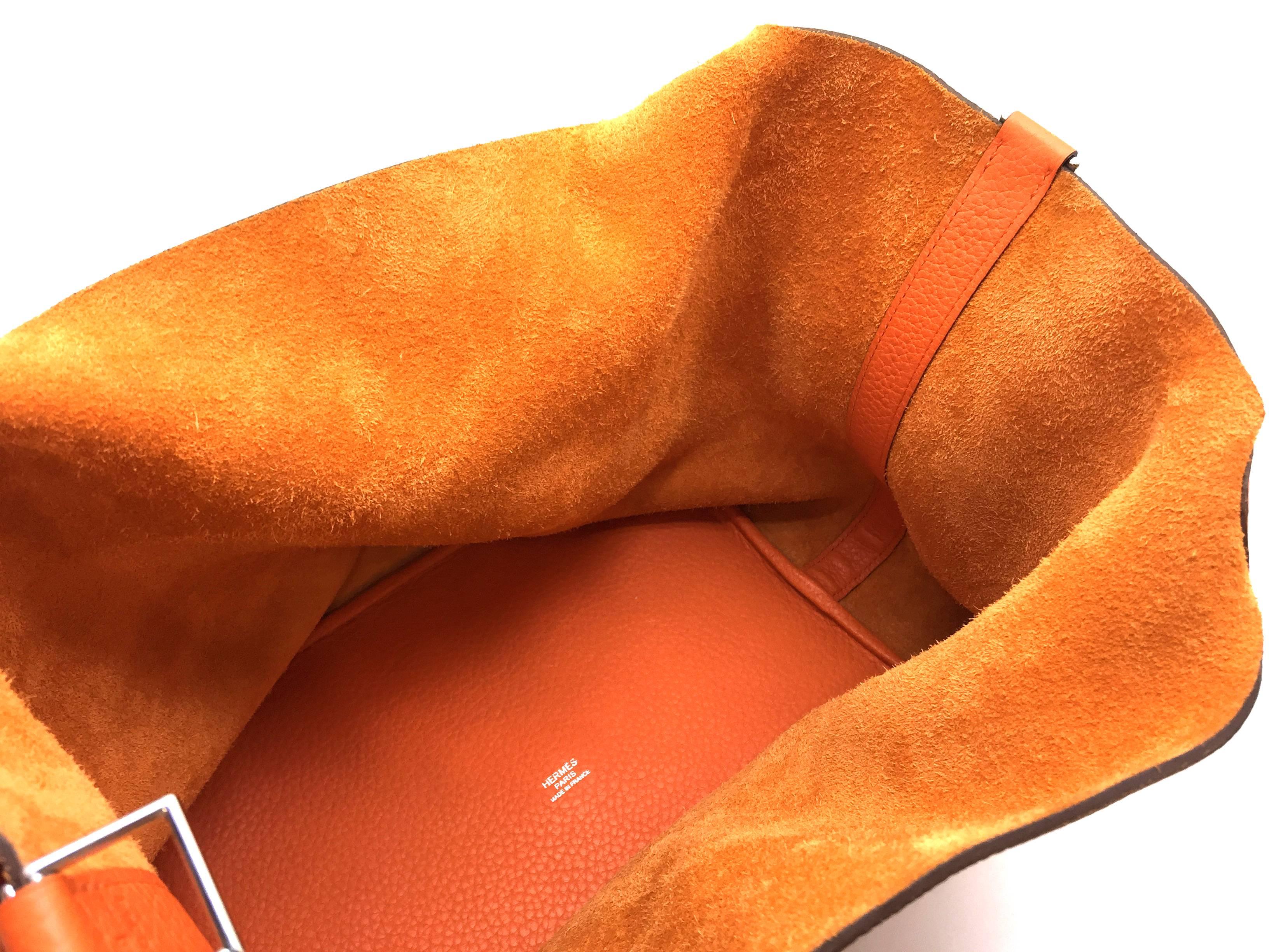 Hermes Picotin GM Feu Orange Clemence Leather Tote Bag 1