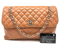 Chanel Orange Quilted Patent Leather SHW Chain Shoulder Bag