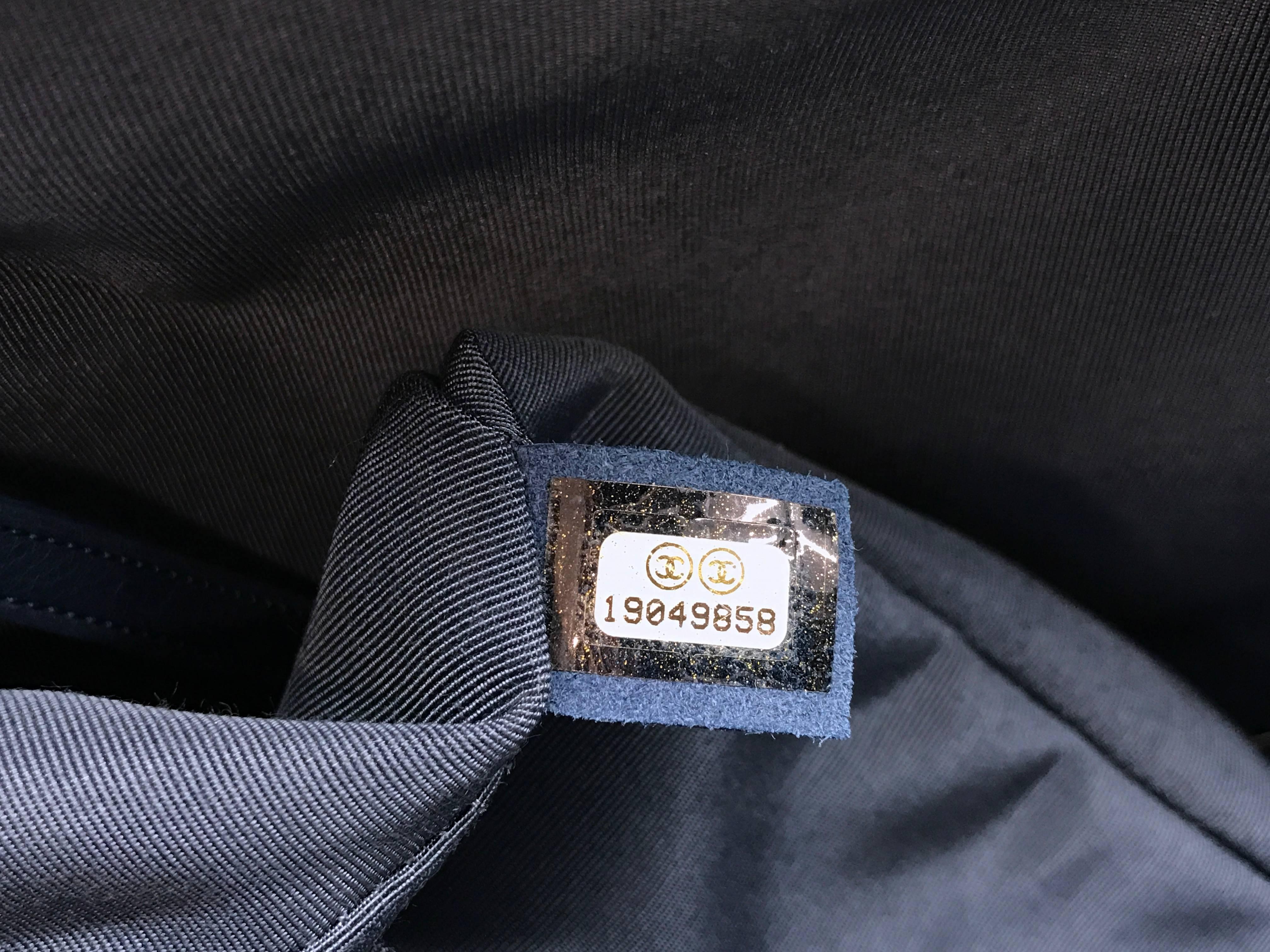 Chanel Boy Reverso Flap Blue Calfskin Leather SHW Chain Shoulder Bag 6