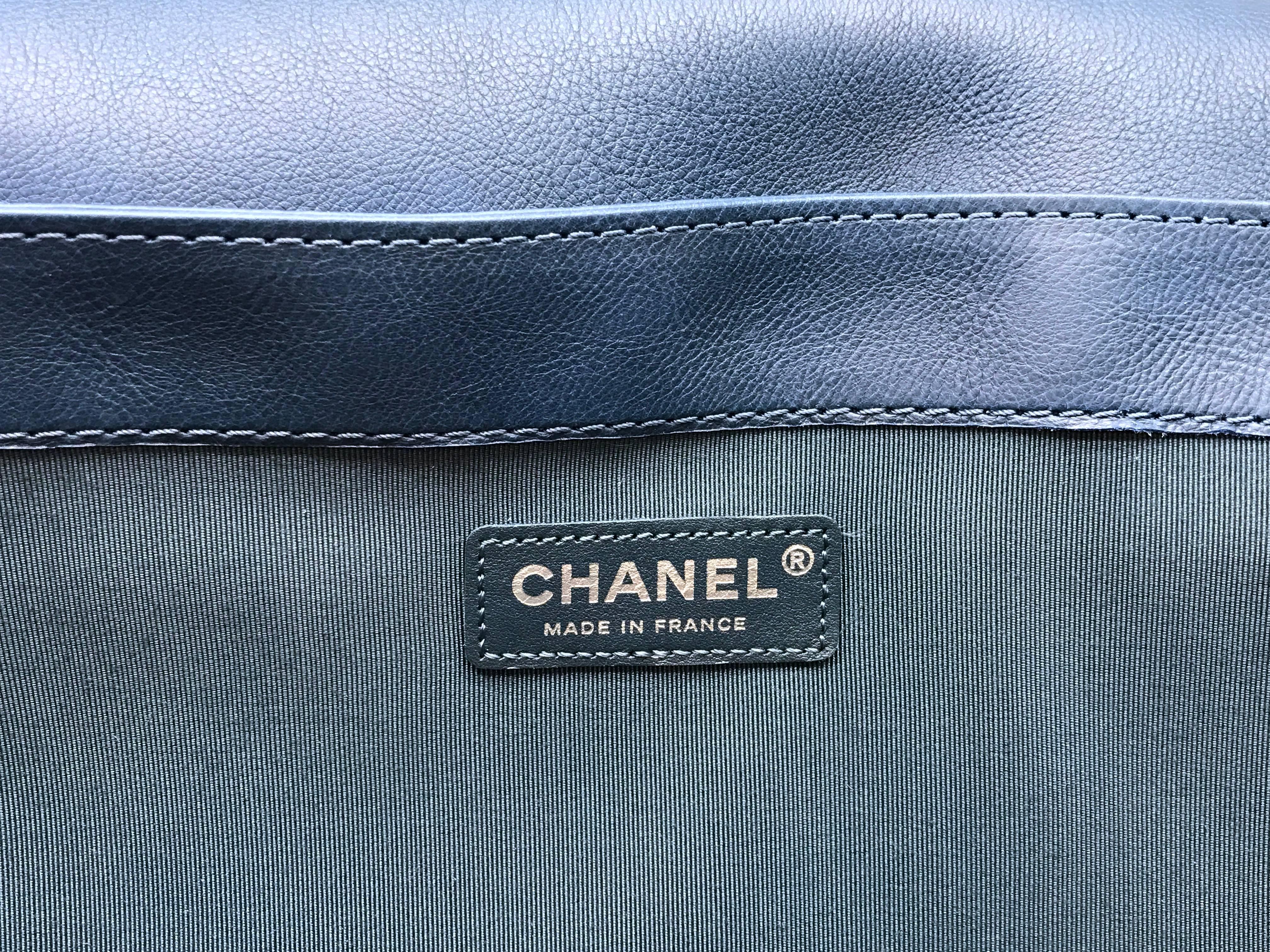 Chanel Boy Reverso Flap Blue Calfskin Leather SHW Chain Shoulder Bag 5