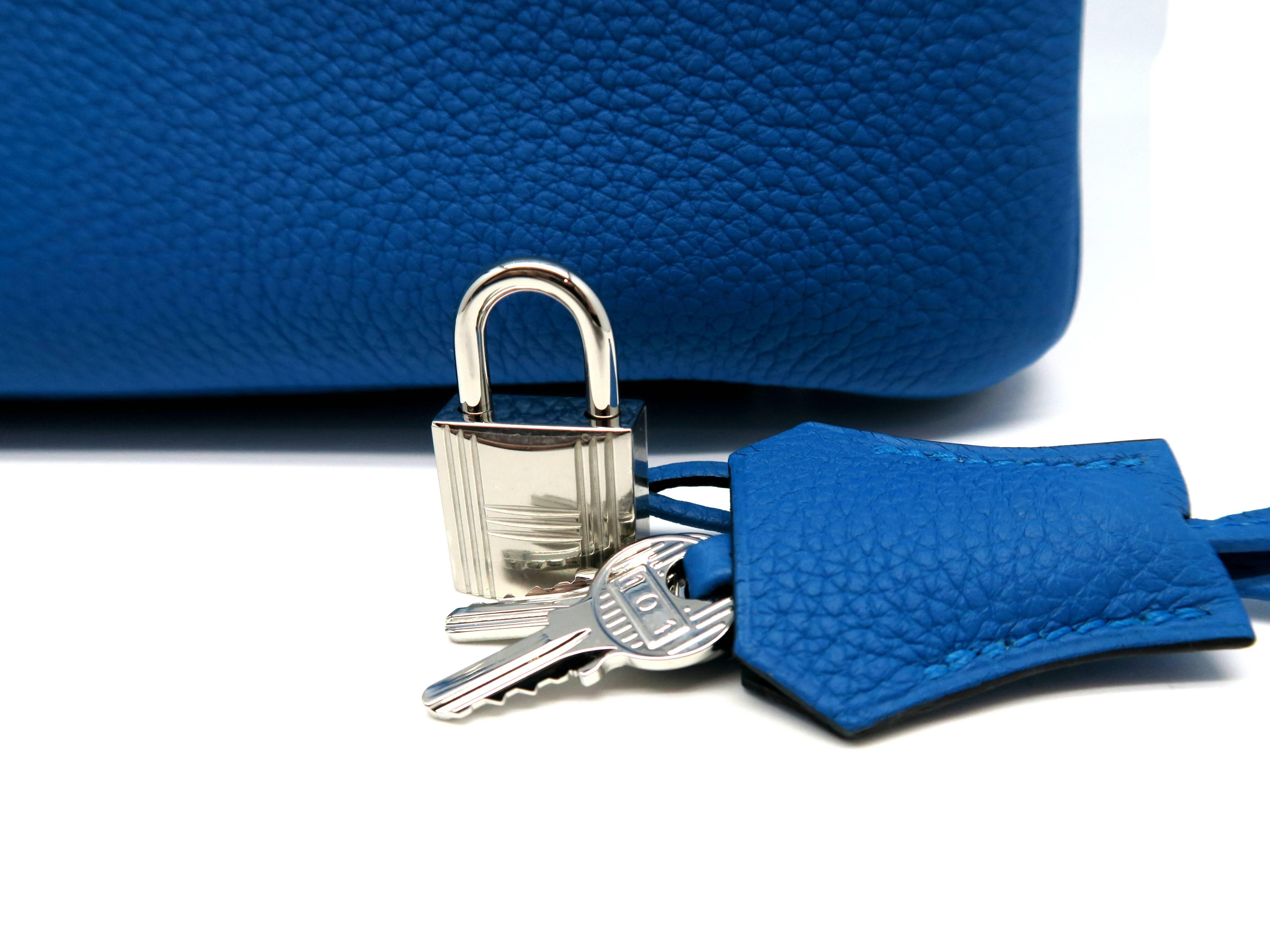 Women's or Men's Hermes Birkin 30 Bleu Zanzibar Blue Togo Leather SHW Top Handle Bag