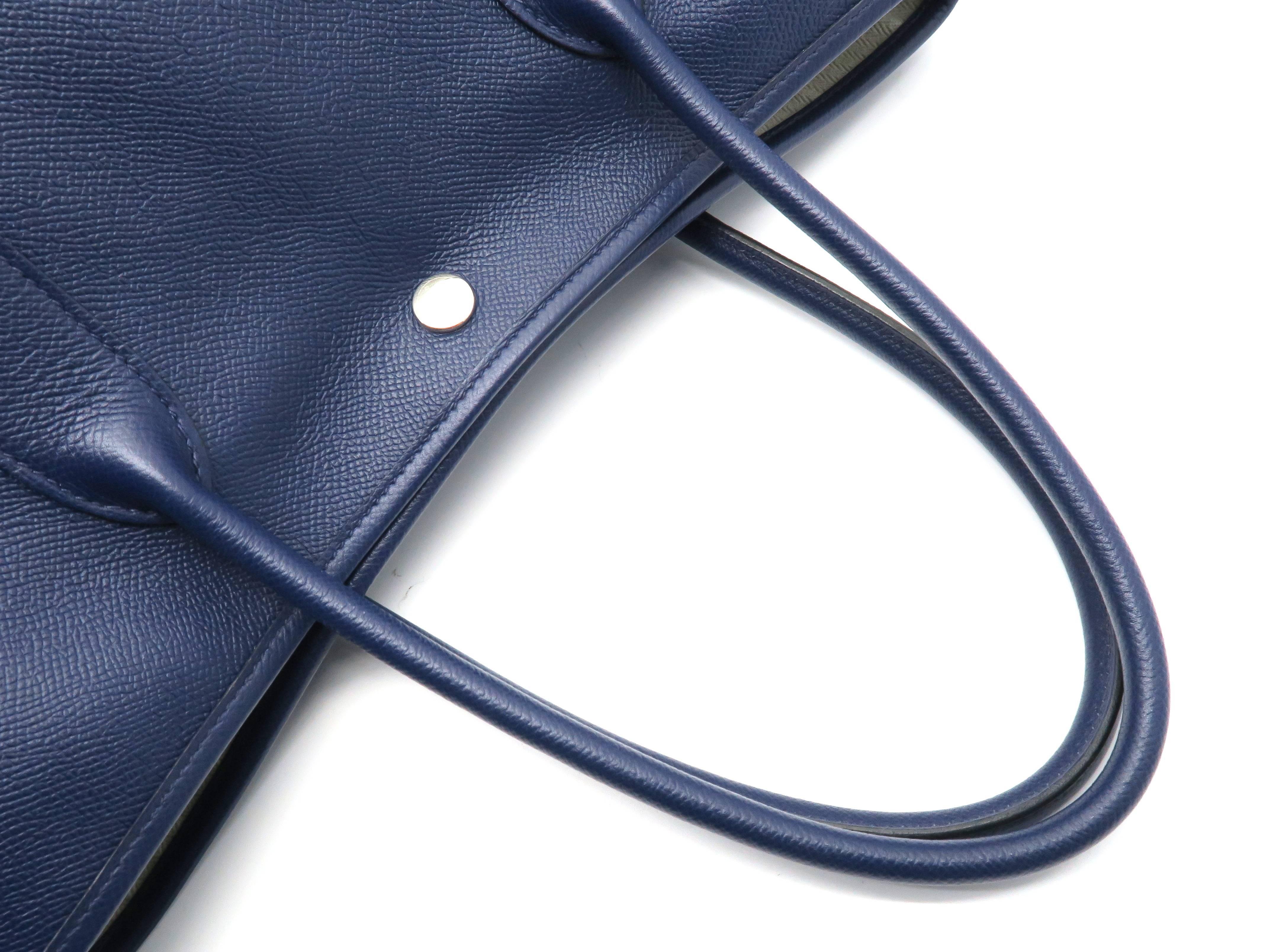 Women's Hermes Garden party PM Bleu Saphir Blue Epsom Leather Tote Bag For Sale