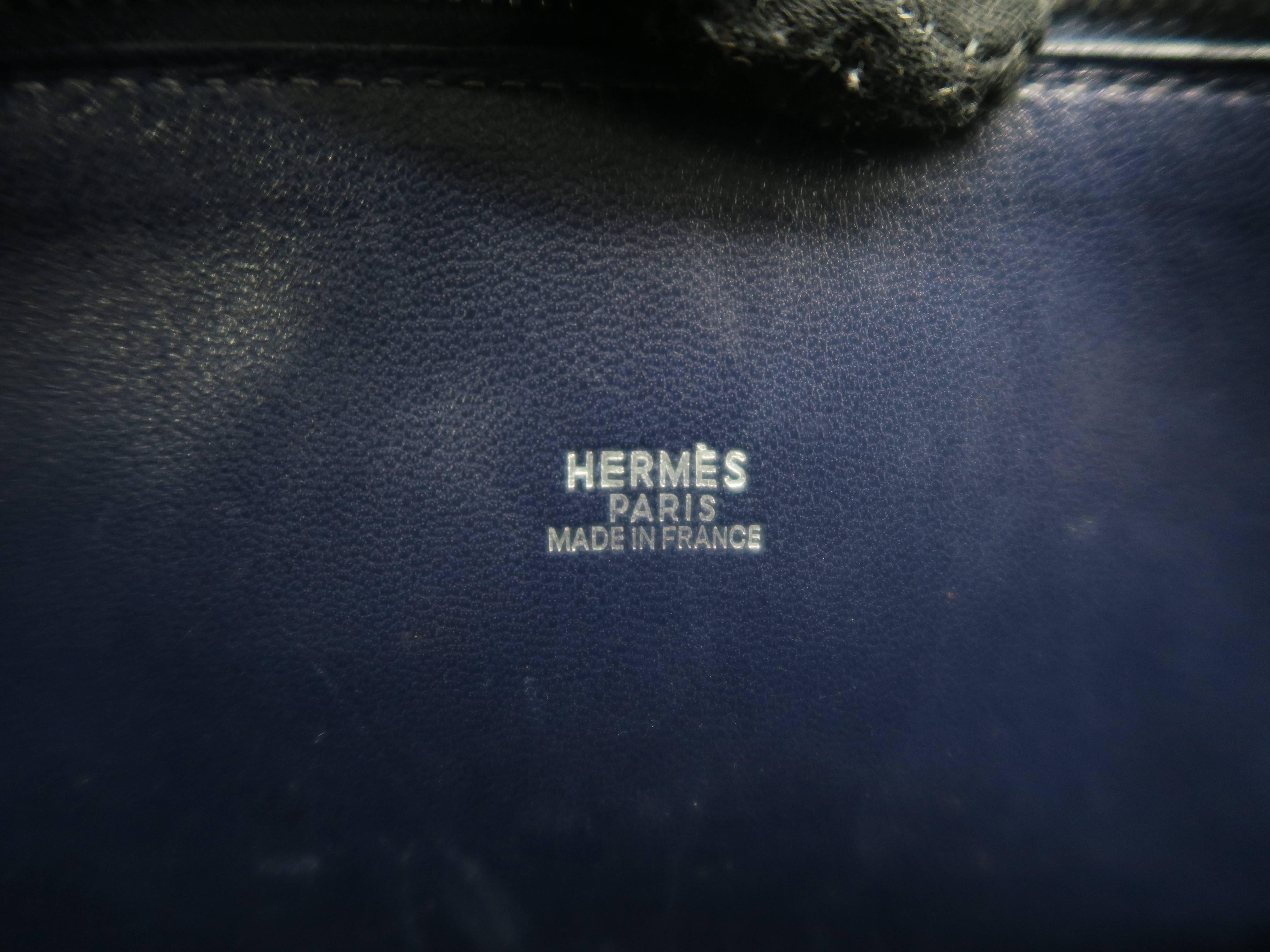 Hermes Bolide 31 Bleu Ocean Navy Box Calf Leather Top Handle Bag 4