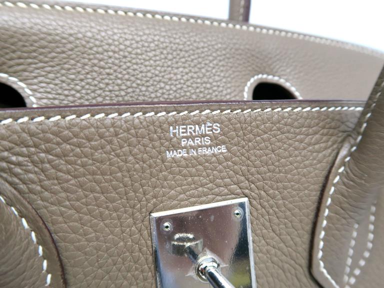 Hermes Birkin 30 Etoupe Brown Clemence Leather and Crinoline SHW Top ...