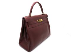 Hermes Kelly 32 Rouge H Red Box Calf Leather GHW Top Handle Bag
