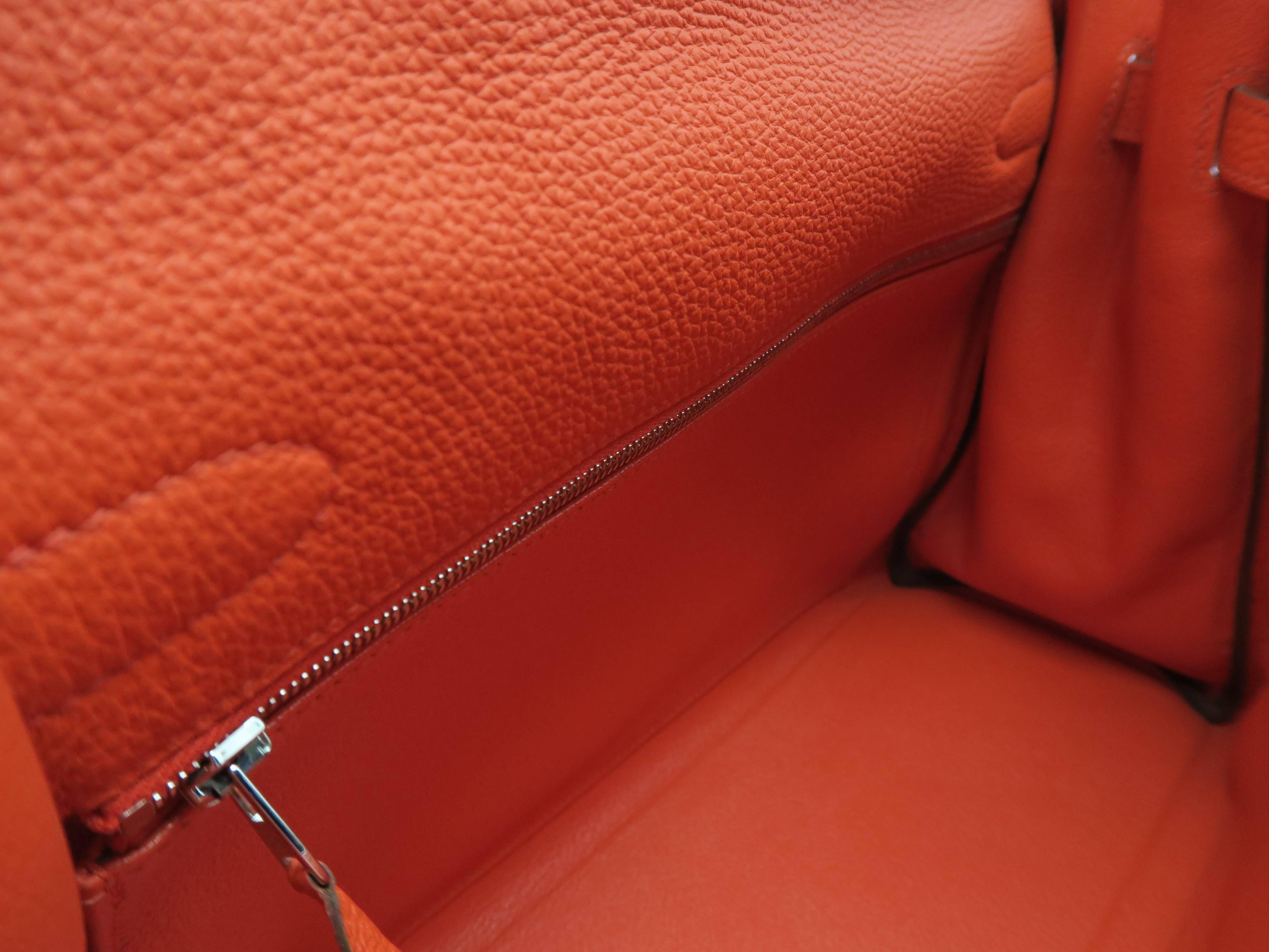 Hermes Kelly 32 Capucine Orange Togo Leather SHW Top Handle Bag 4