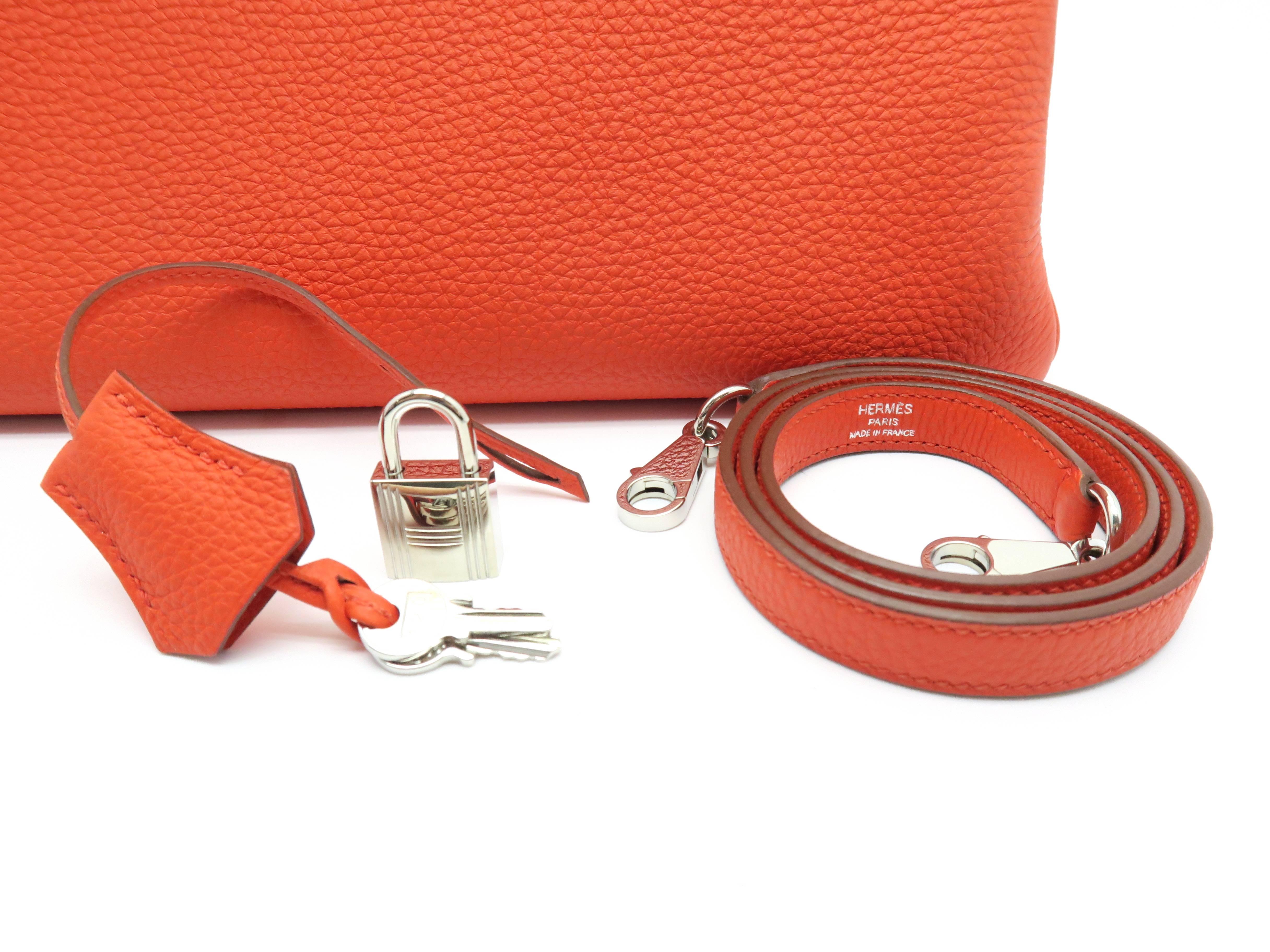 Hermes Kelly 32 Capucine Orange Togo Leather SHW Top Handle Bag 5