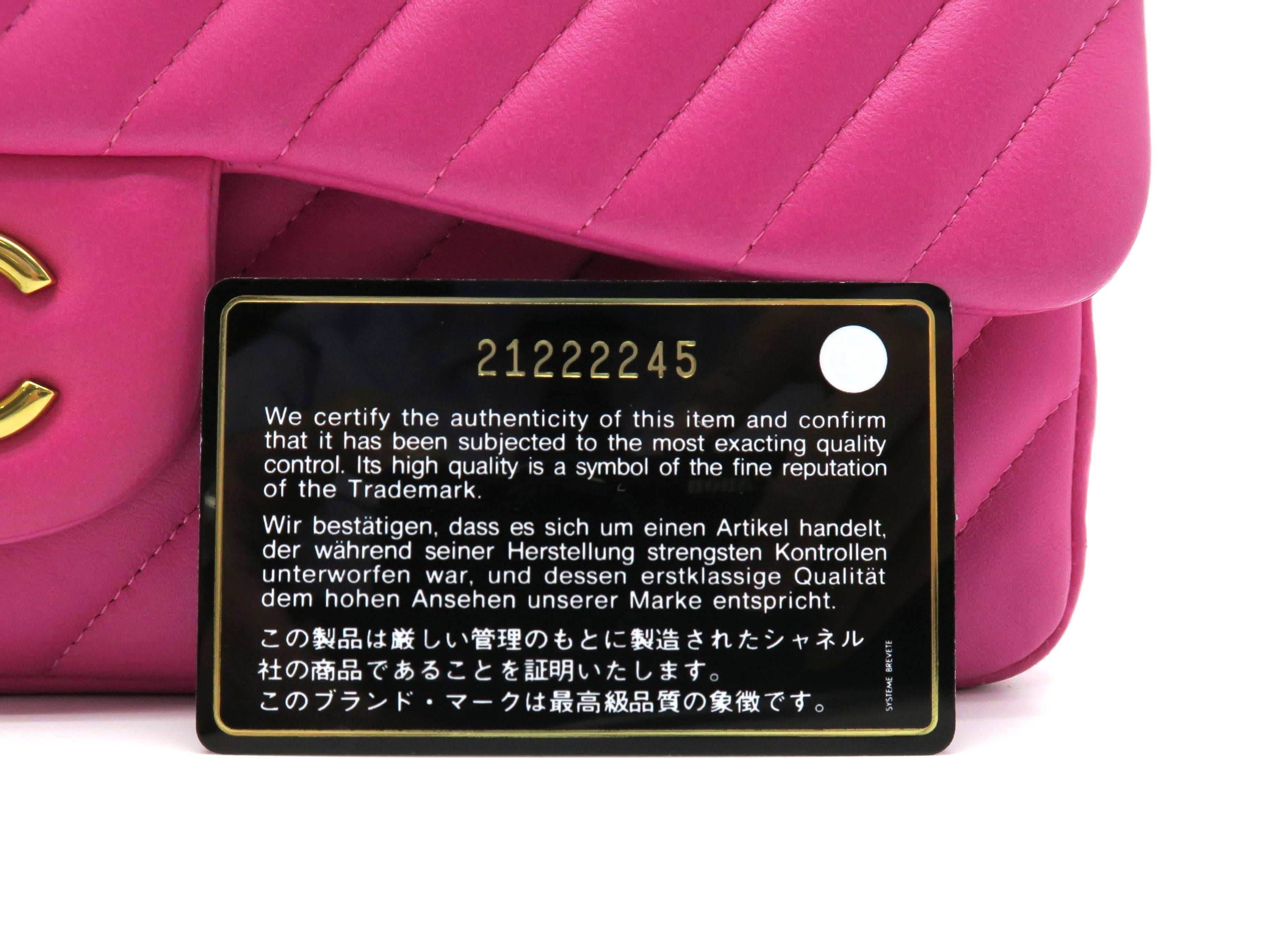 Chanel Chevron Double Flap Pink Lambskin Leather Chain Shoulder Bag 5