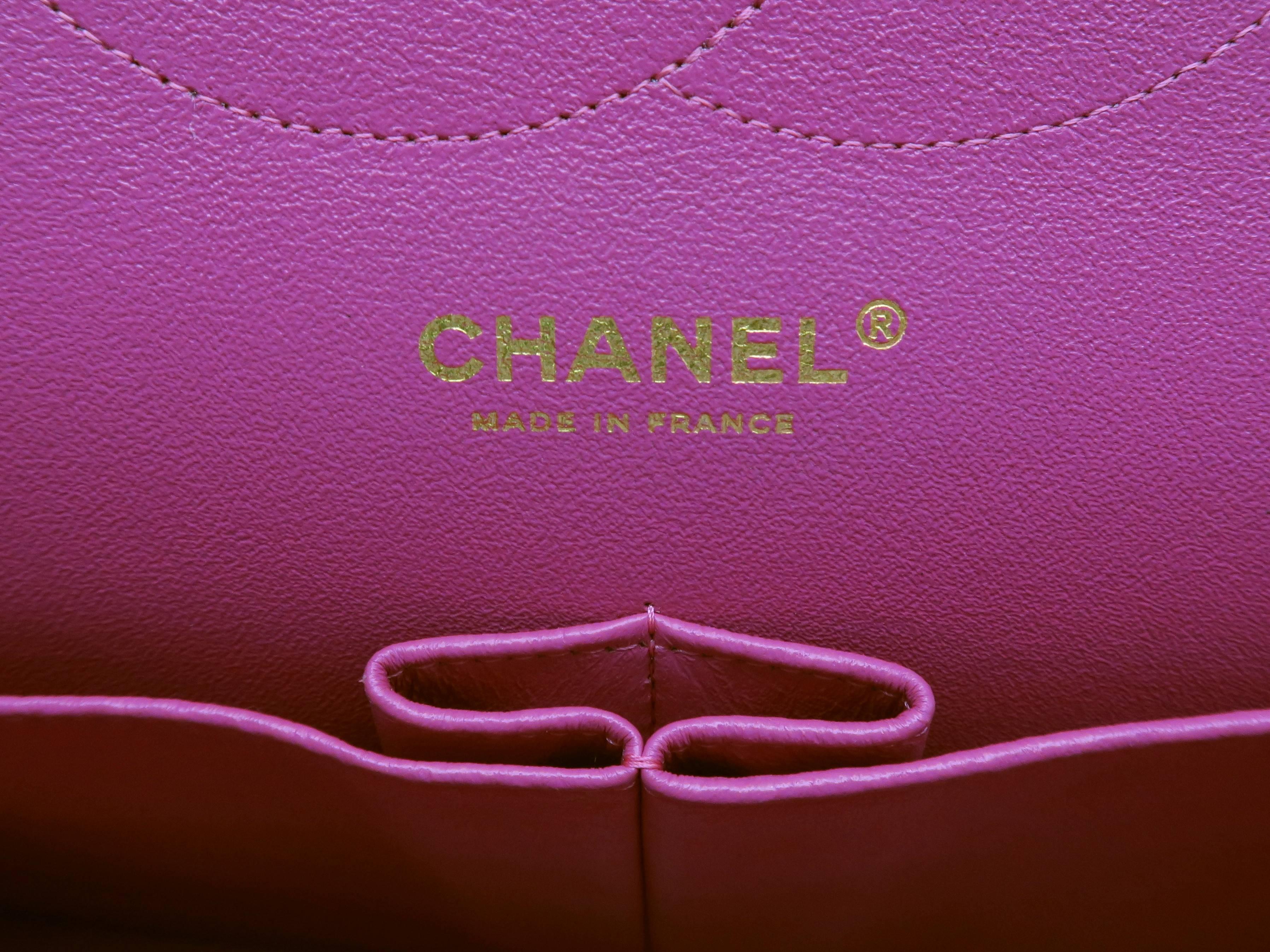 Chanel Chevron Double Flap Pink Lambskin Leather Chain Shoulder Bag 3