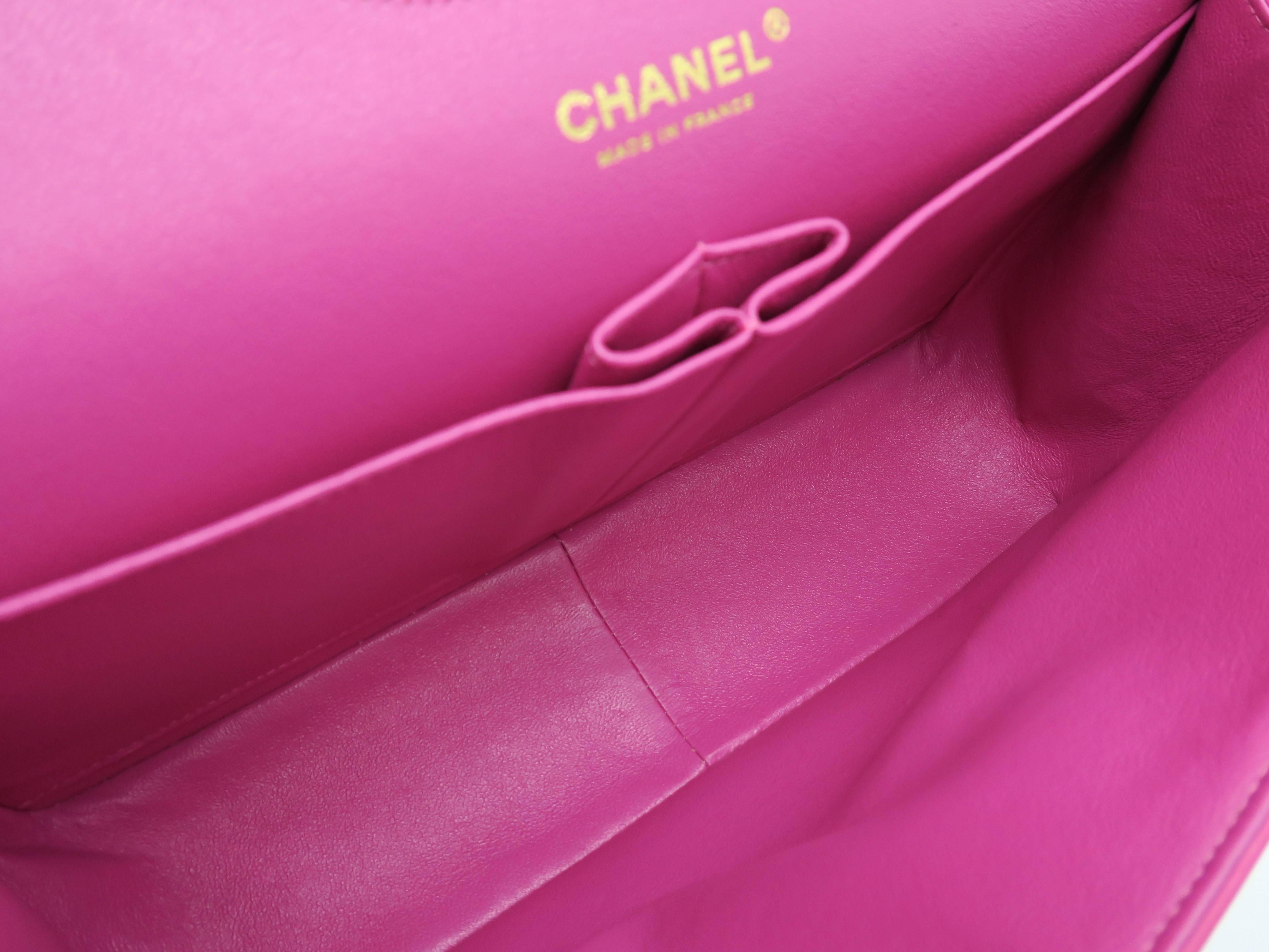 Chanel Chevron Double Flap Pink Lambskin Leather Chain Shoulder Bag 2