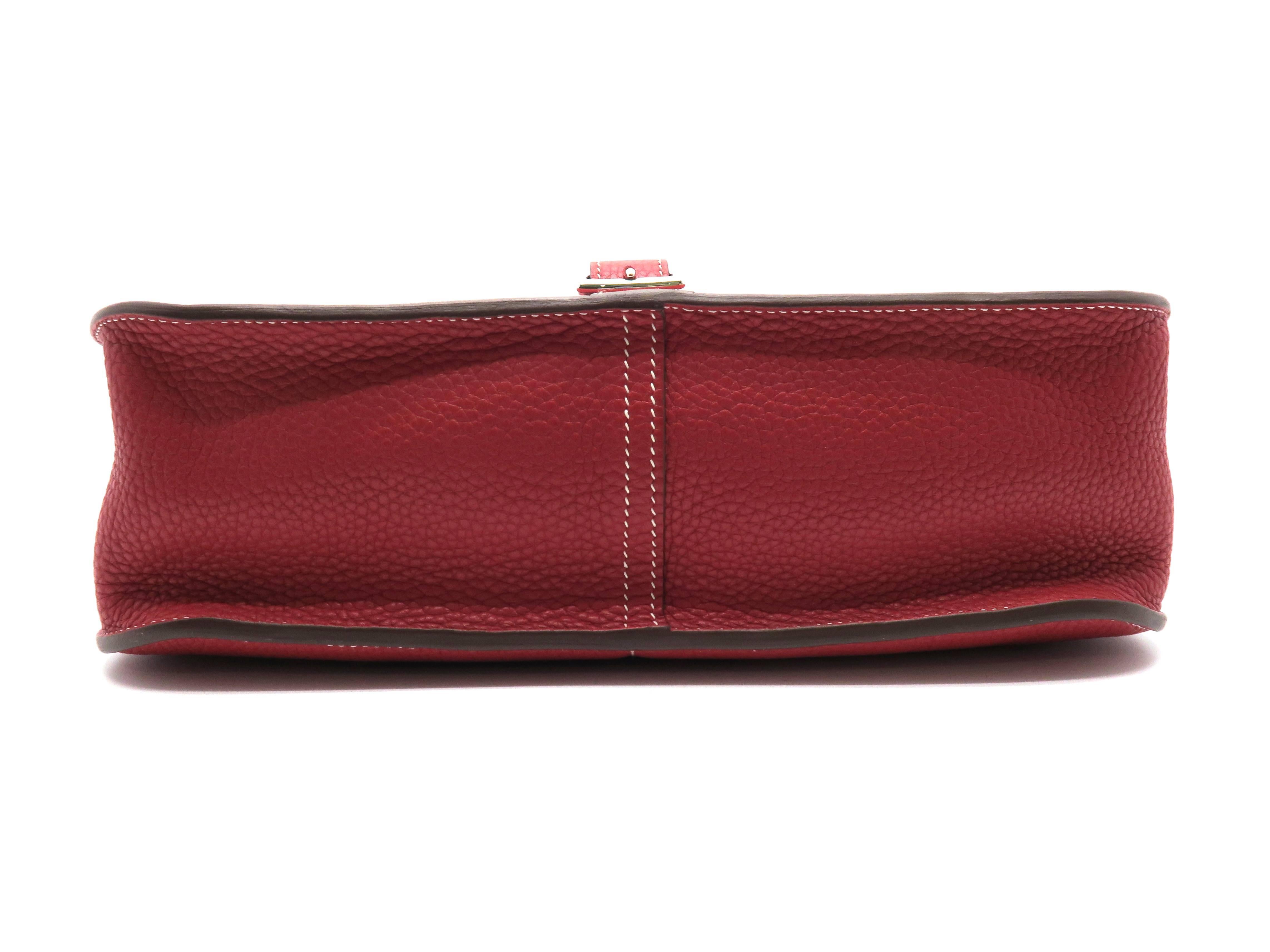 Women's Hermes Halzan 31 Rouge Casaque Red Clemence Leather Shoulder Bag