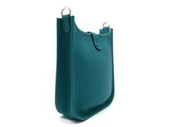 Hermes Evelyne TPM Bleu Paon Peacock Blue Clemence Leather Shoulder Bag