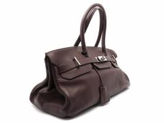 Hermes Shoulder Birkin Terre Brown Clemence Leather Shoulder Bag