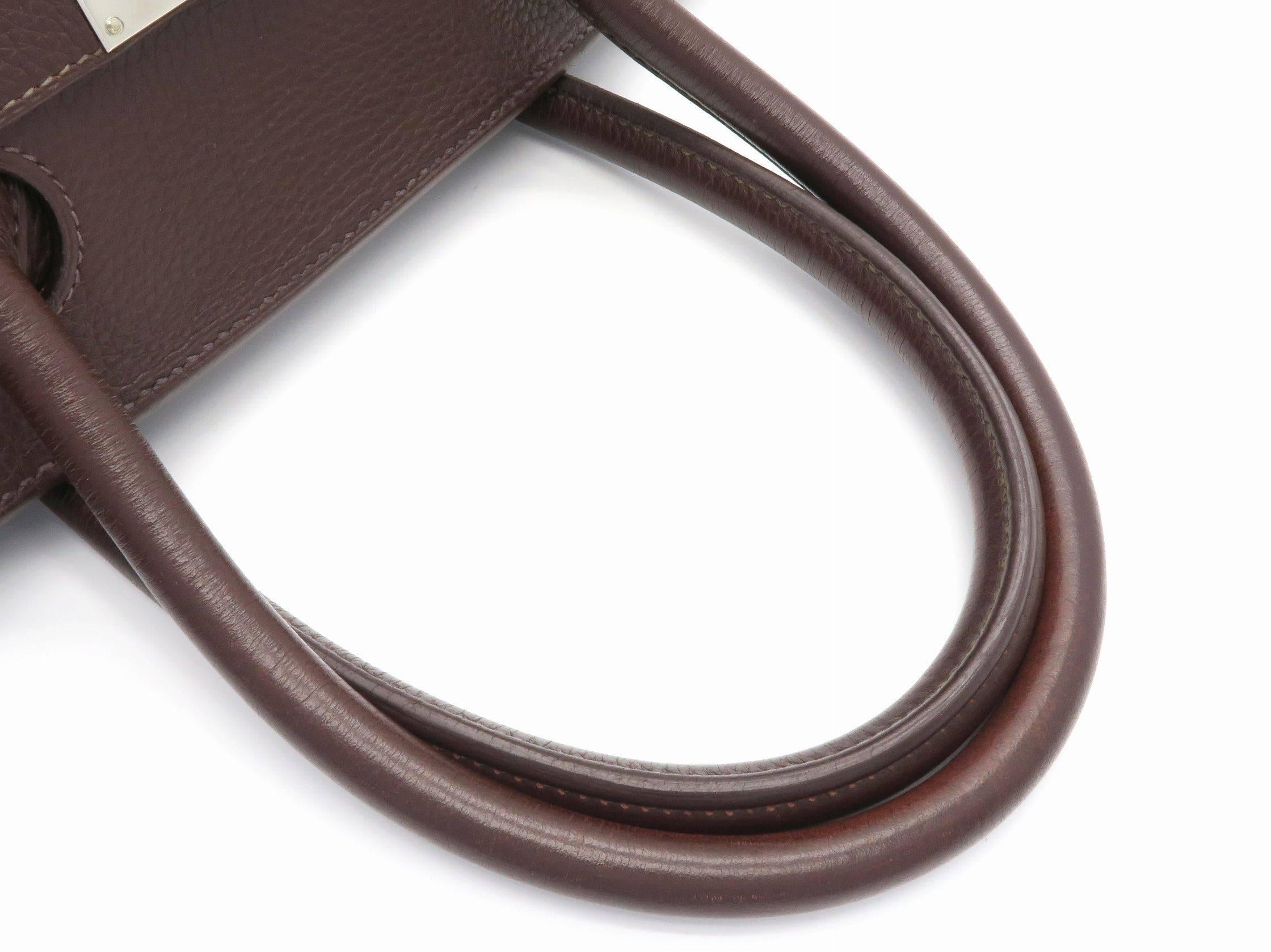 Hermes Shoulder Birkin Terre Brown Clemence Leather Shoulder Bag In Good Condition For Sale In Kowloon, HK