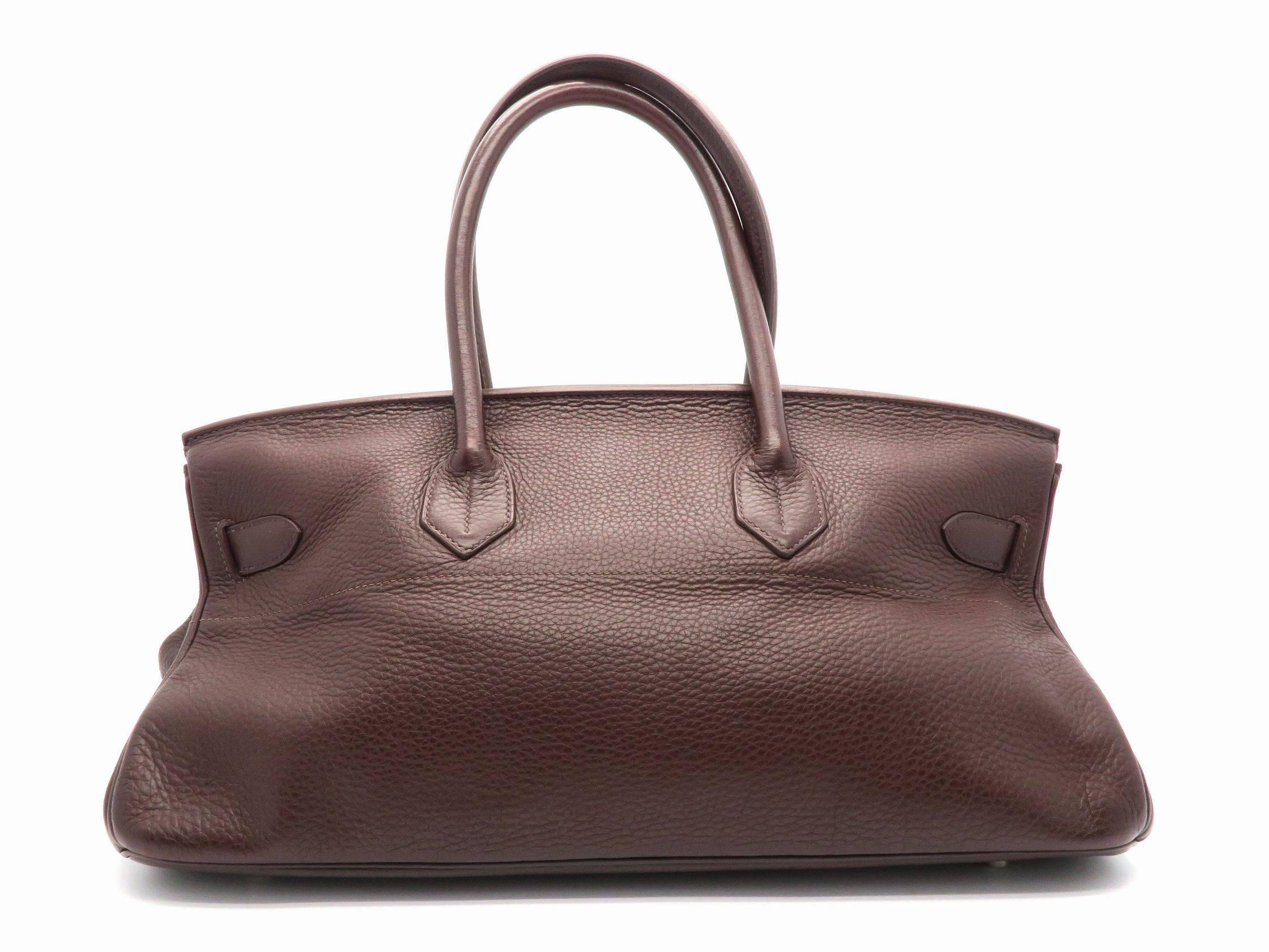Gray Hermes Shoulder Birkin Terre Brown Clemence Leather Shoulder Bag For Sale