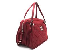 Chanel Red Quilted Lambskin Leather Chain Shoulder Bag