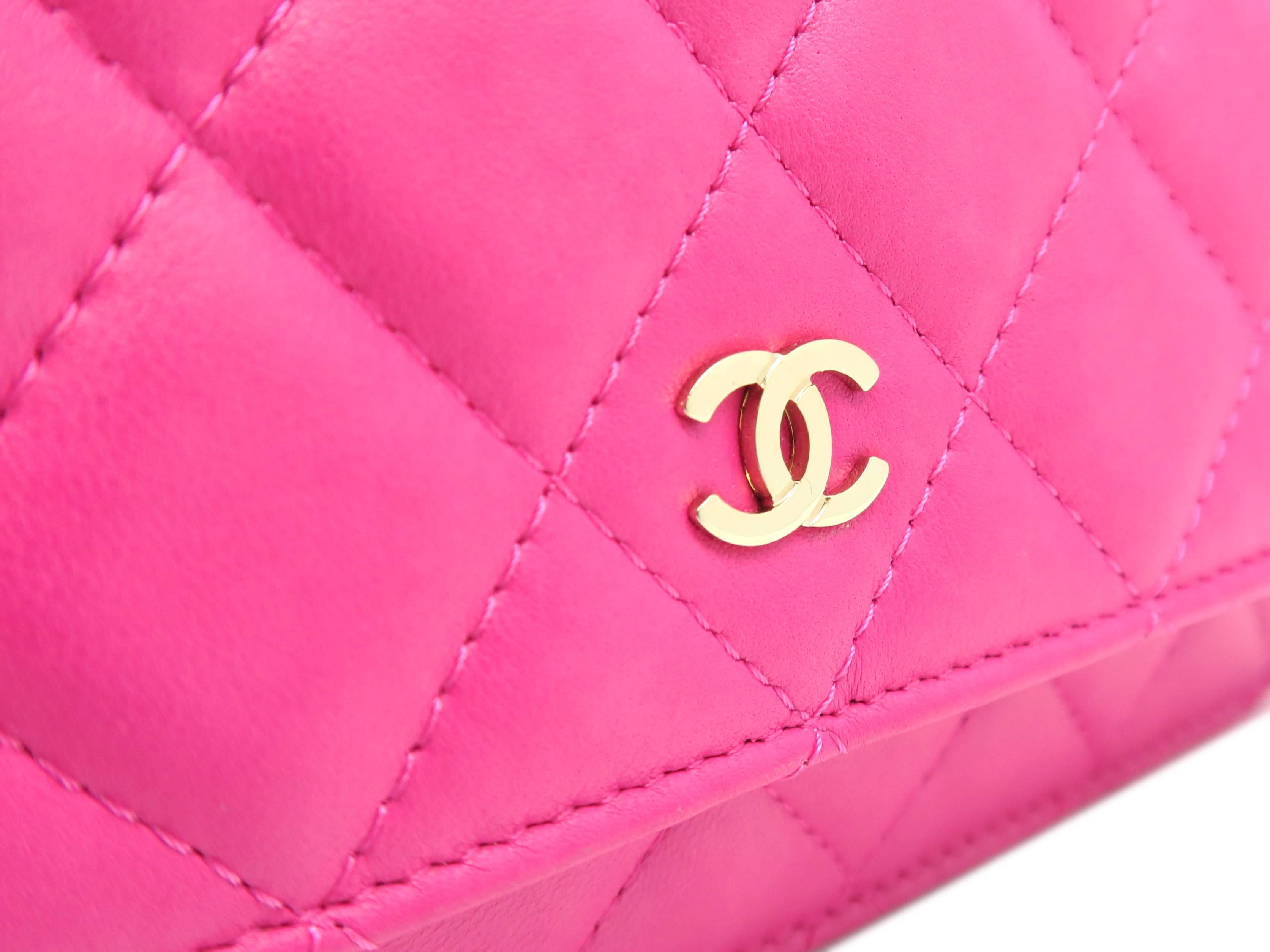 Chanel Wallet On Chain Pink Quilted Lambskin Leather Chain Shoulder Bag 2