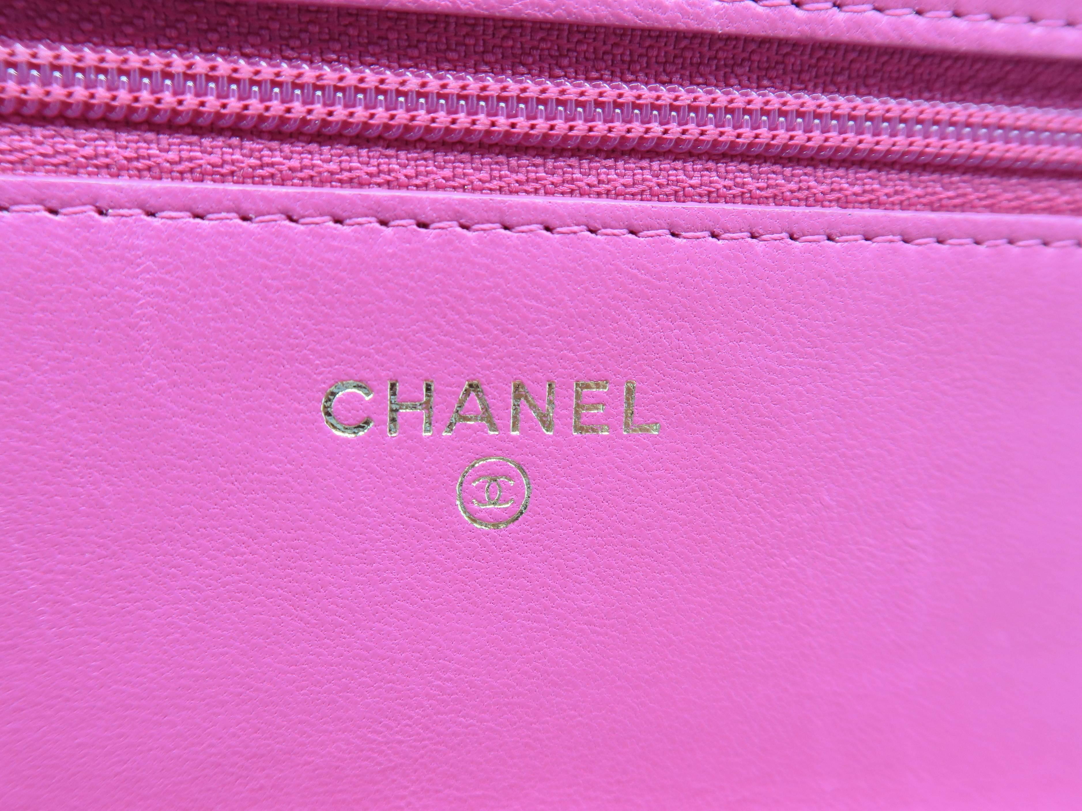 Chanel Wallet On Chain Pink Quilted Lambskin Leather Chain Shoulder Bag 5