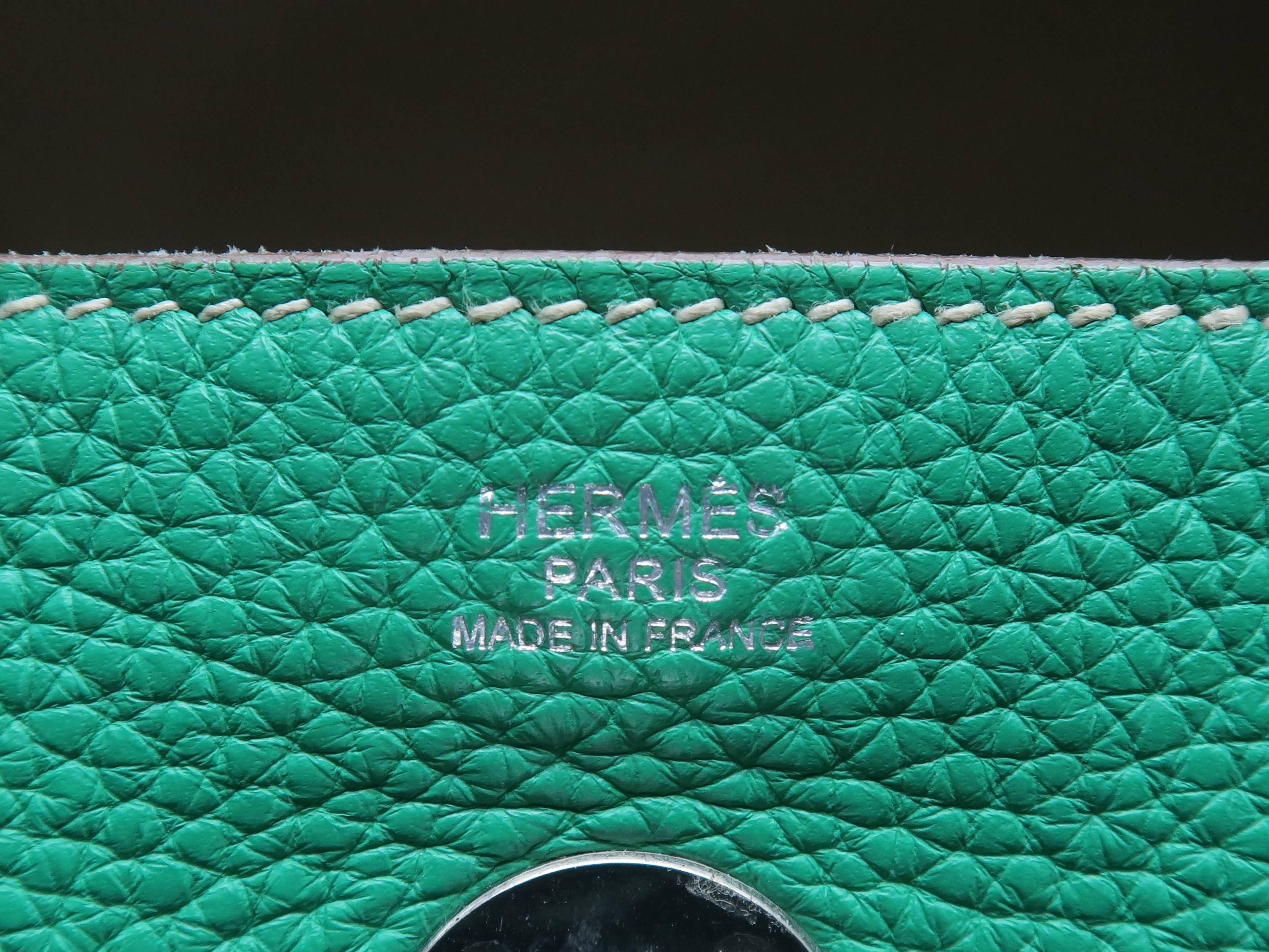 Hermes Lindy 30 Menthe Green Clemence Leather SHW Shoulder Bag 1