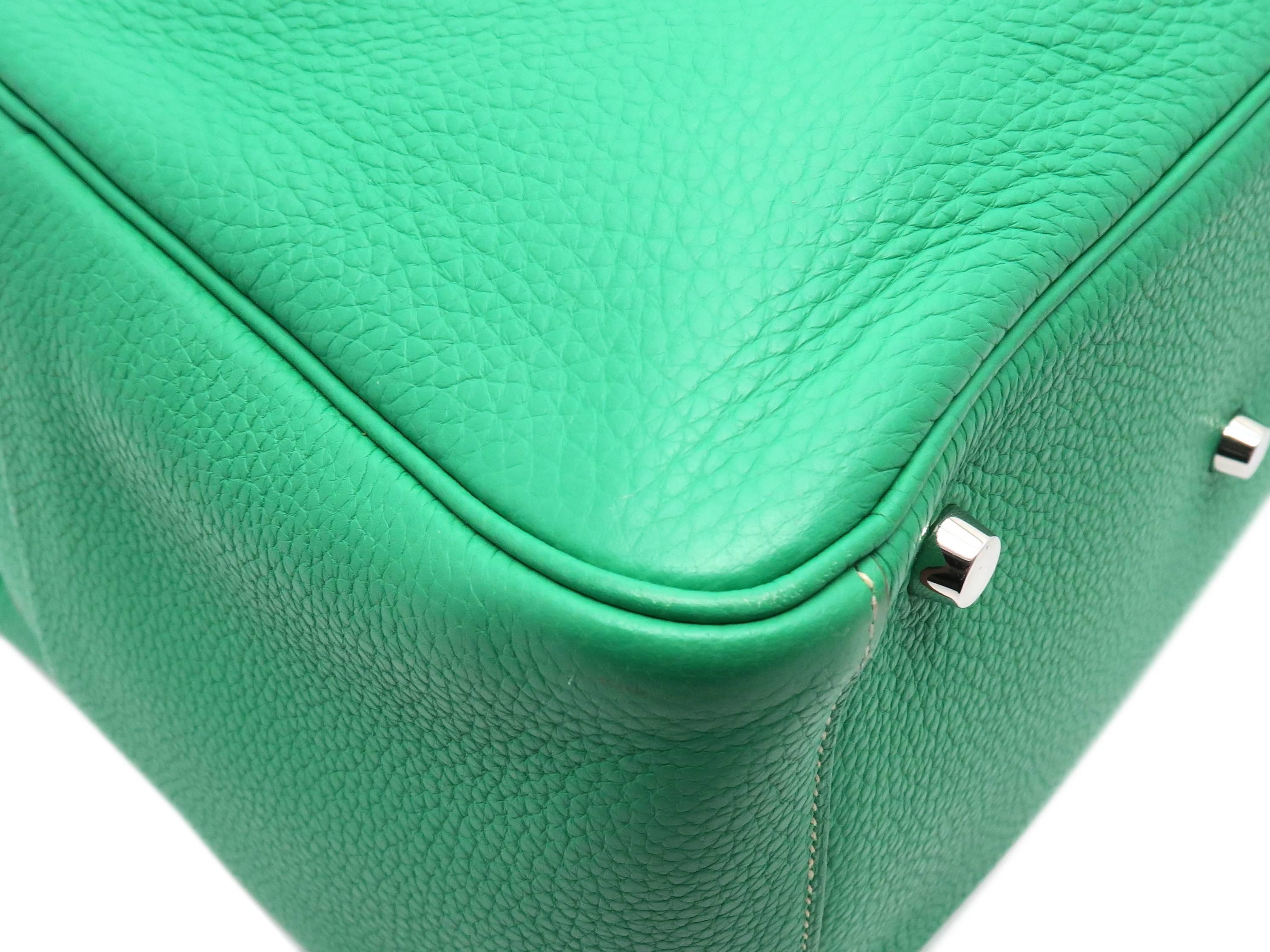 Women's Hermes Lindy 30 Menthe Green Clemence Leather SHW Shoulder Bag