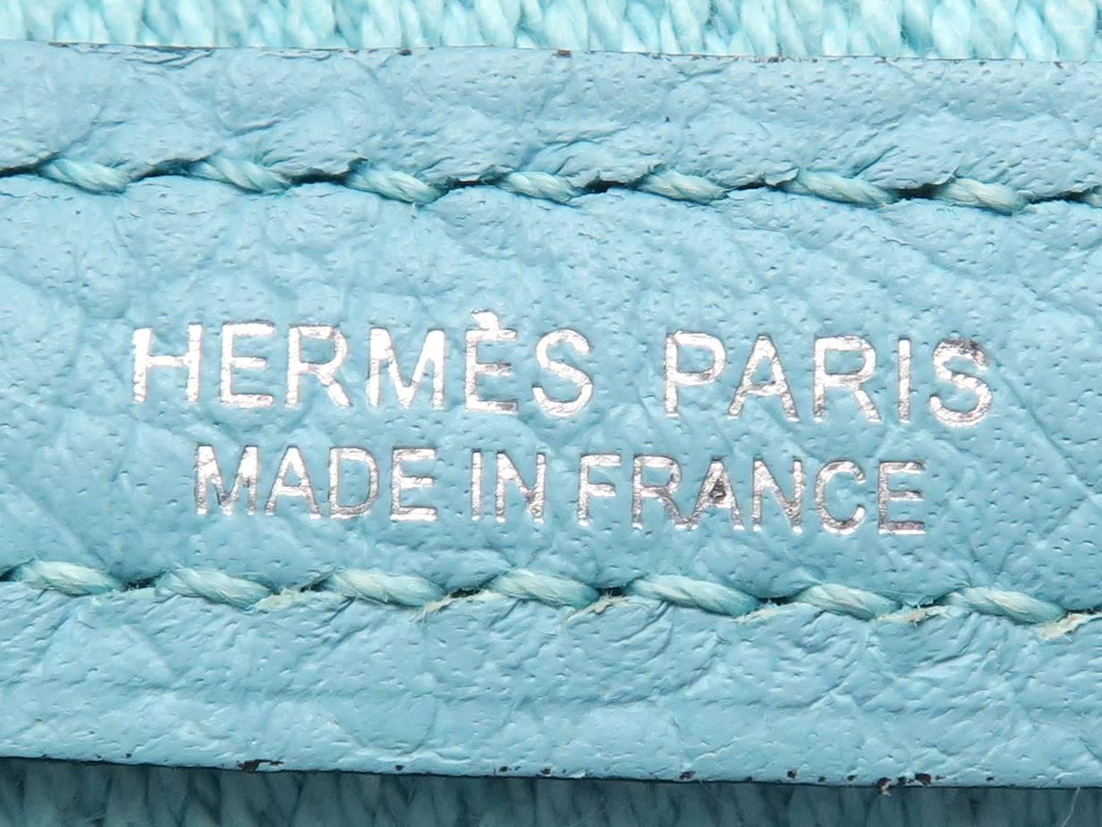 Hermes Garden Party PM Ecru Bleu Paon Beige and Blue Canvas Tote Bag 3