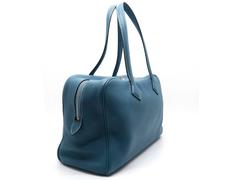 Hermes Victoria Bleu Jeans Blue Clemence Leather Shoulder Bag