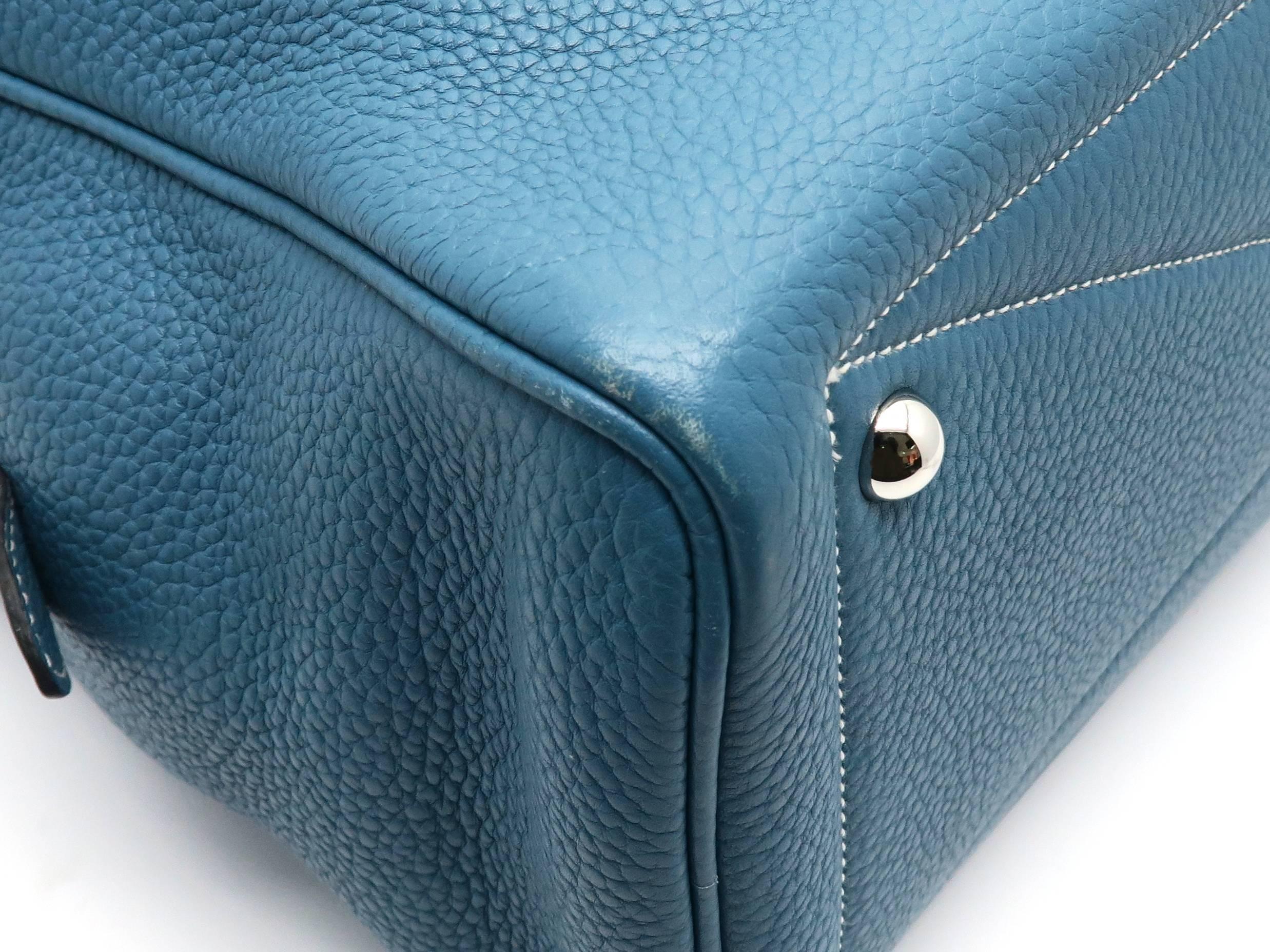Hermes Victoria Bleu Jeans Blue Clemence Leather Shoulder Bag 5