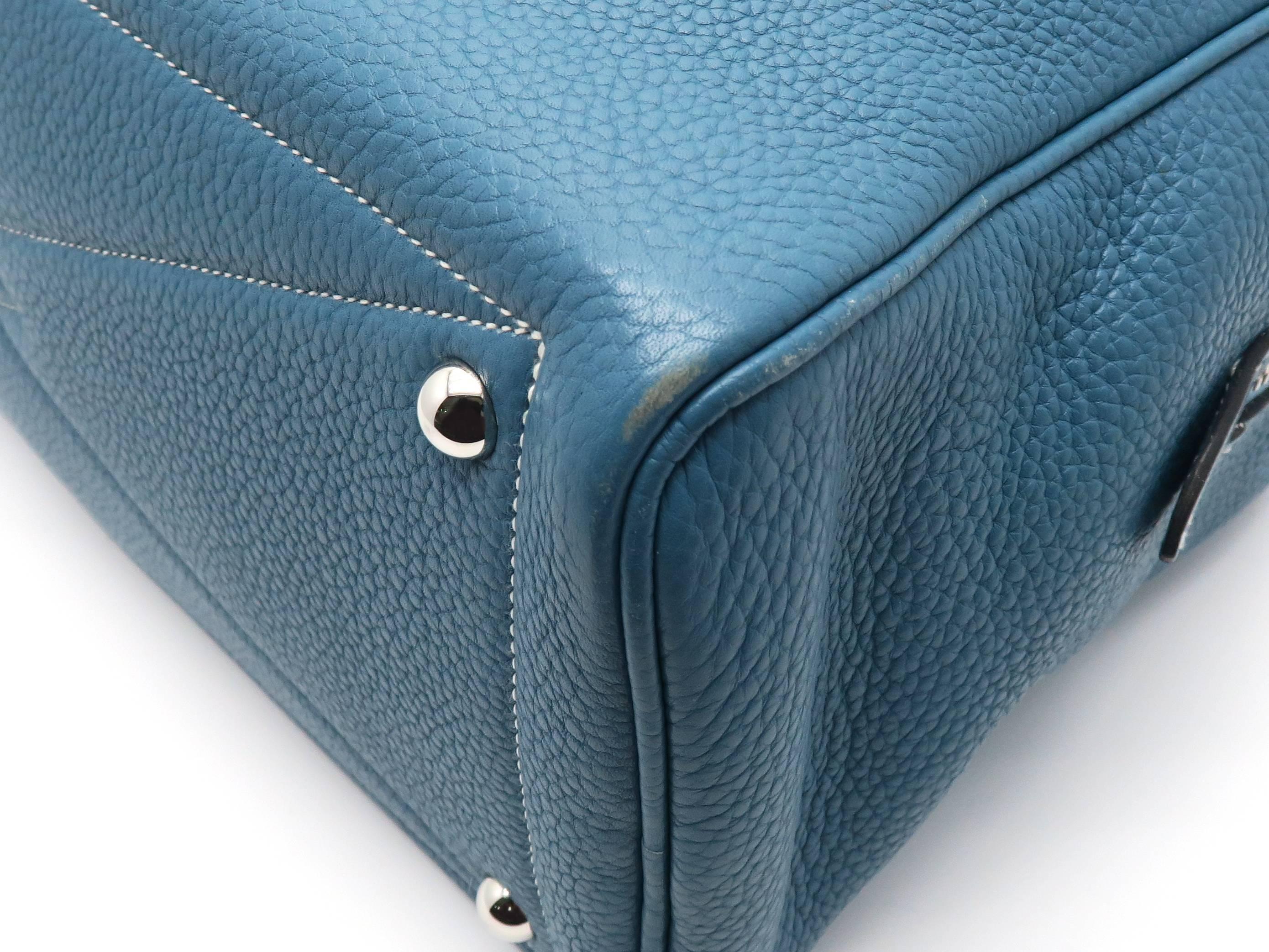 Hermes Victoria Bleu Jeans Blue Clemence Leather Shoulder Bag 6
