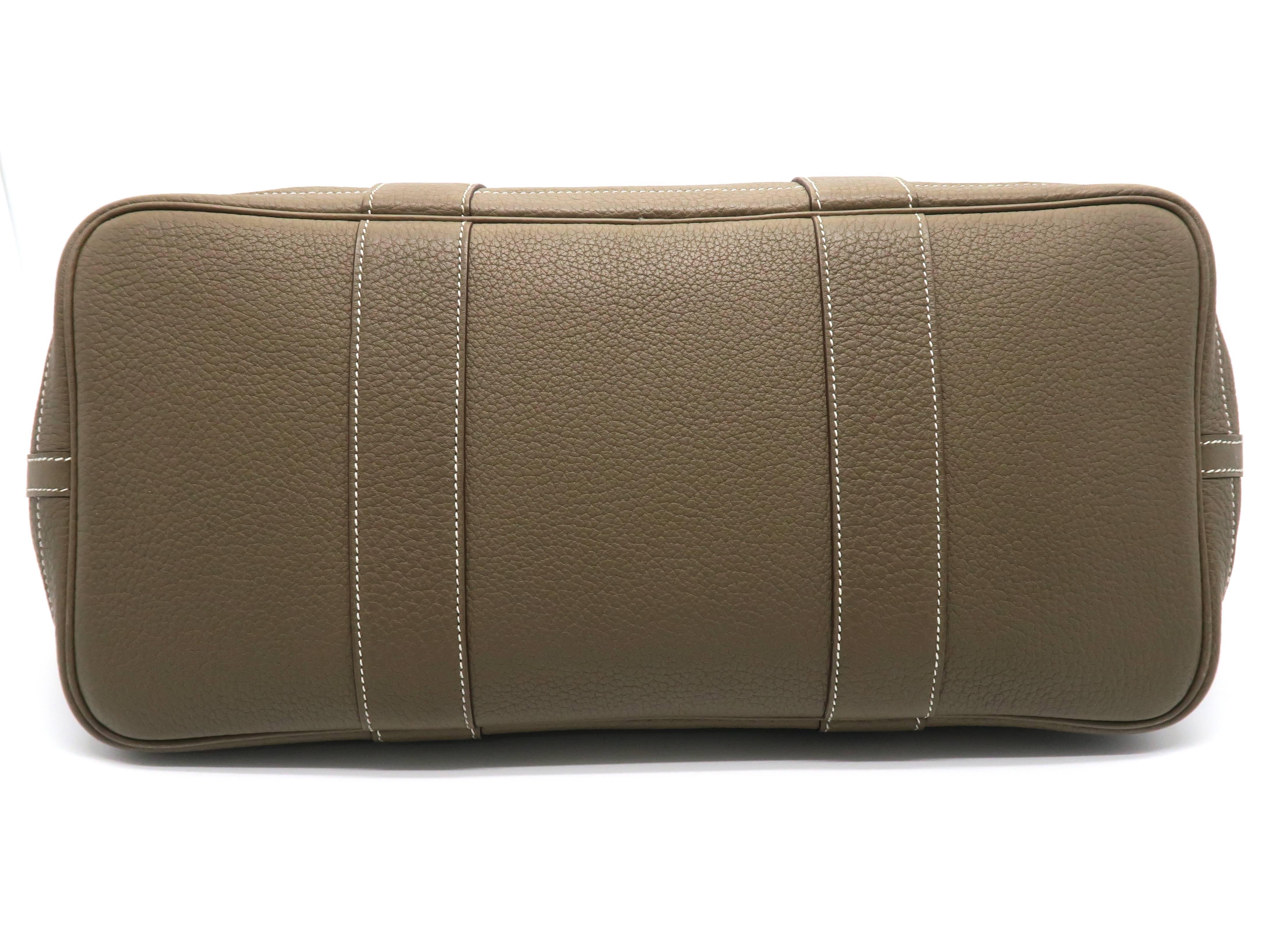 Gray Hermes Garden Party PM Etoupe Brown Negonda Leather Tote Bag For Sale
