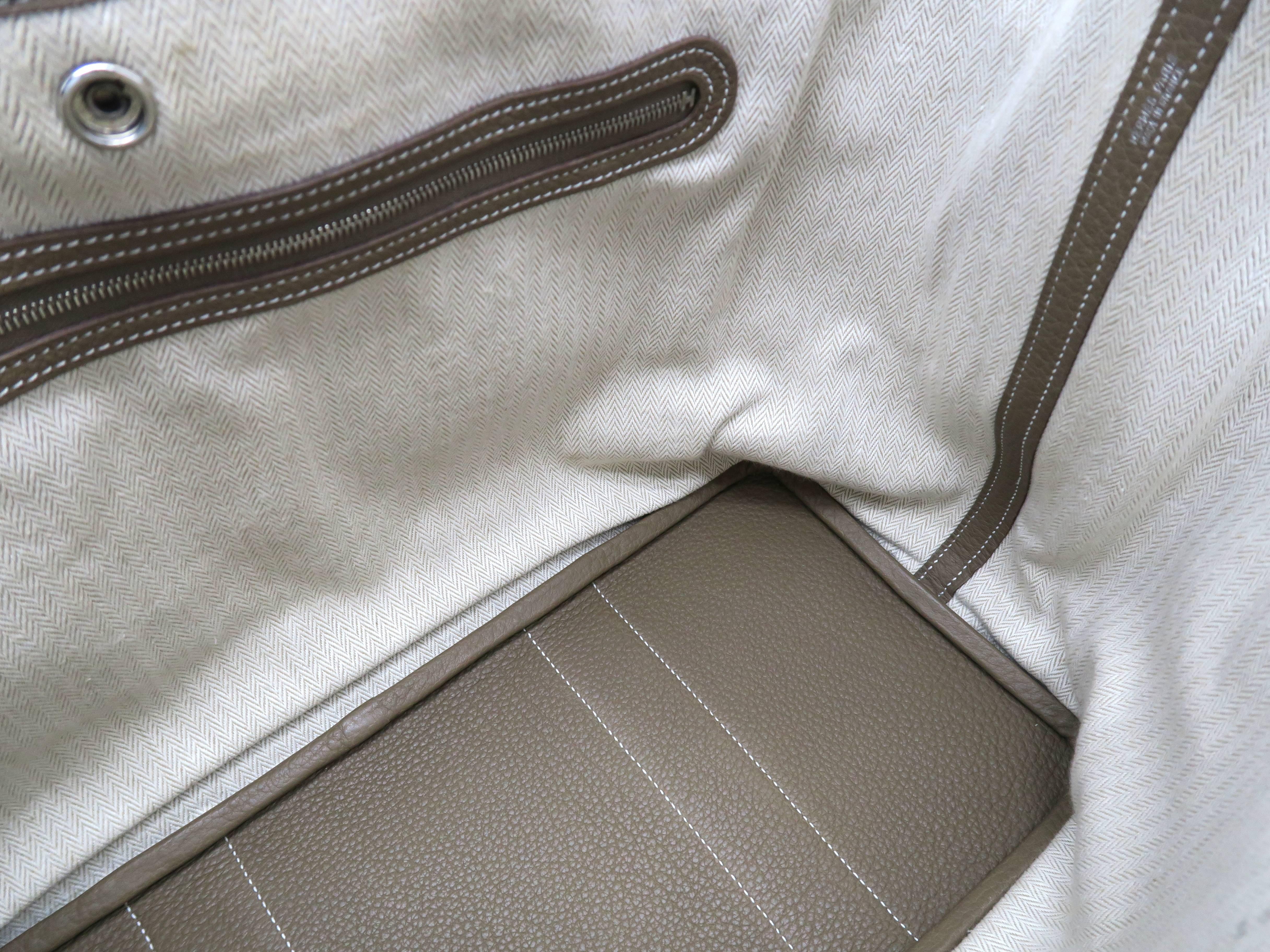 Hermes Garden Party PM Etoupe Brown Negonda Leather Tote Bag For Sale 4