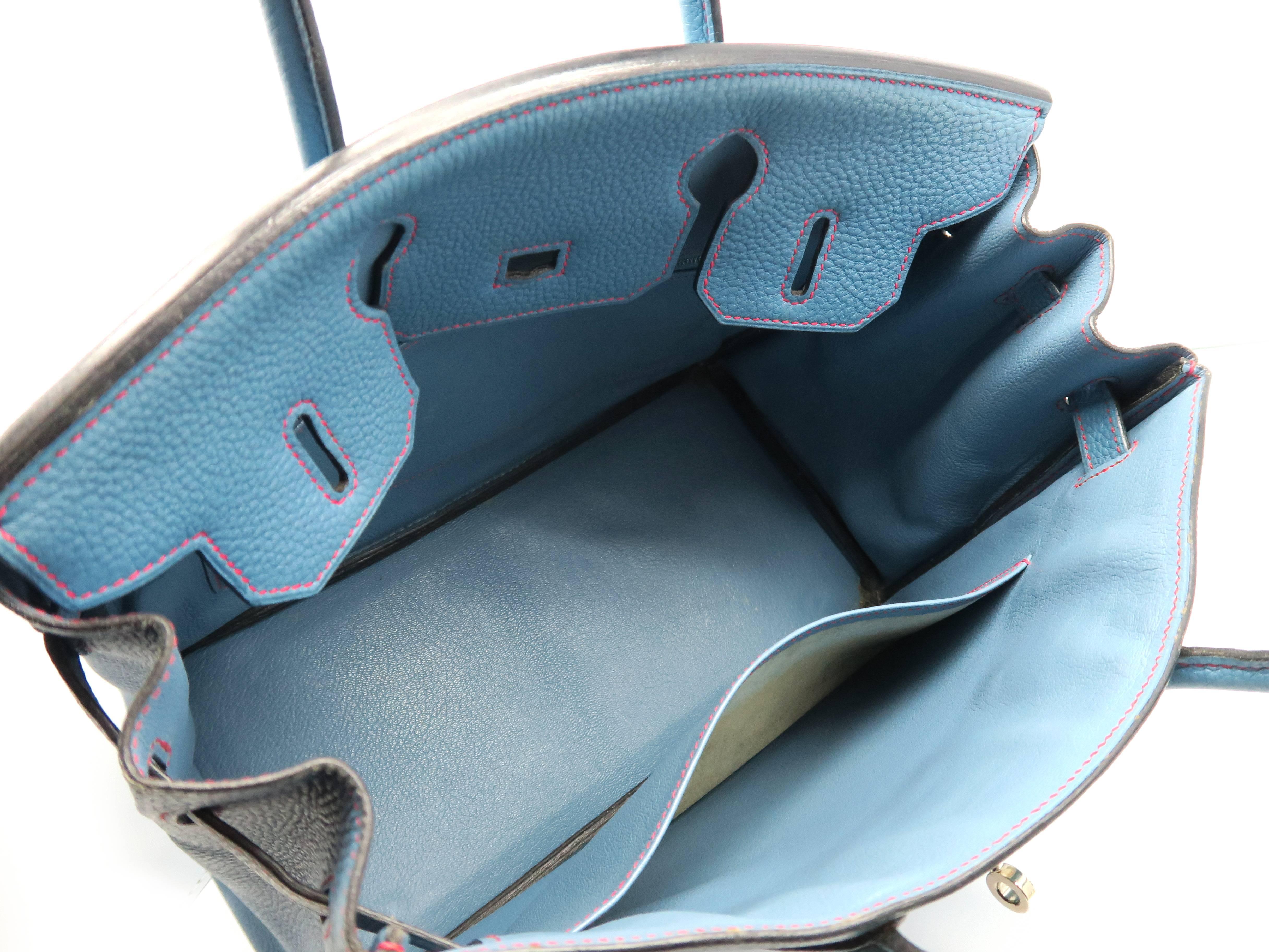 Hermes Birkin 30 Bleu Jean Blue Togo Leather SHW Top Handle Bag 4