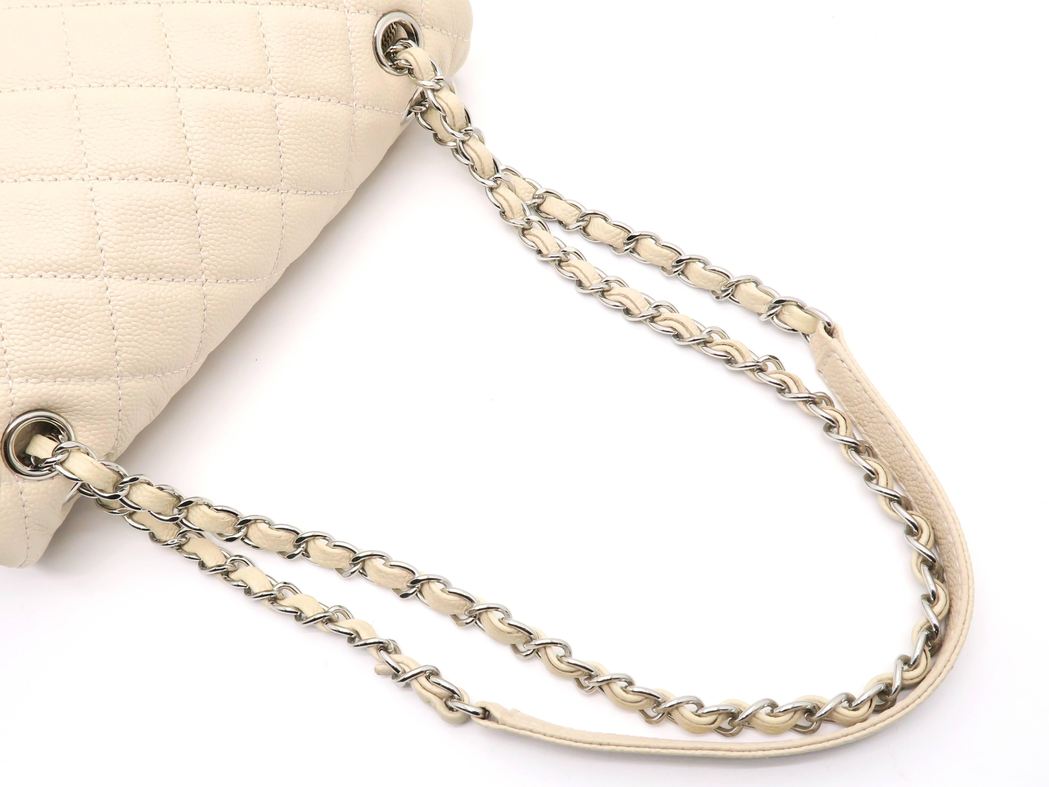 Chanel Light Pink Quilted Caviar Leather Silver Metal Chain Shoulder Flap Bag In New Condition In Kowloon, HK