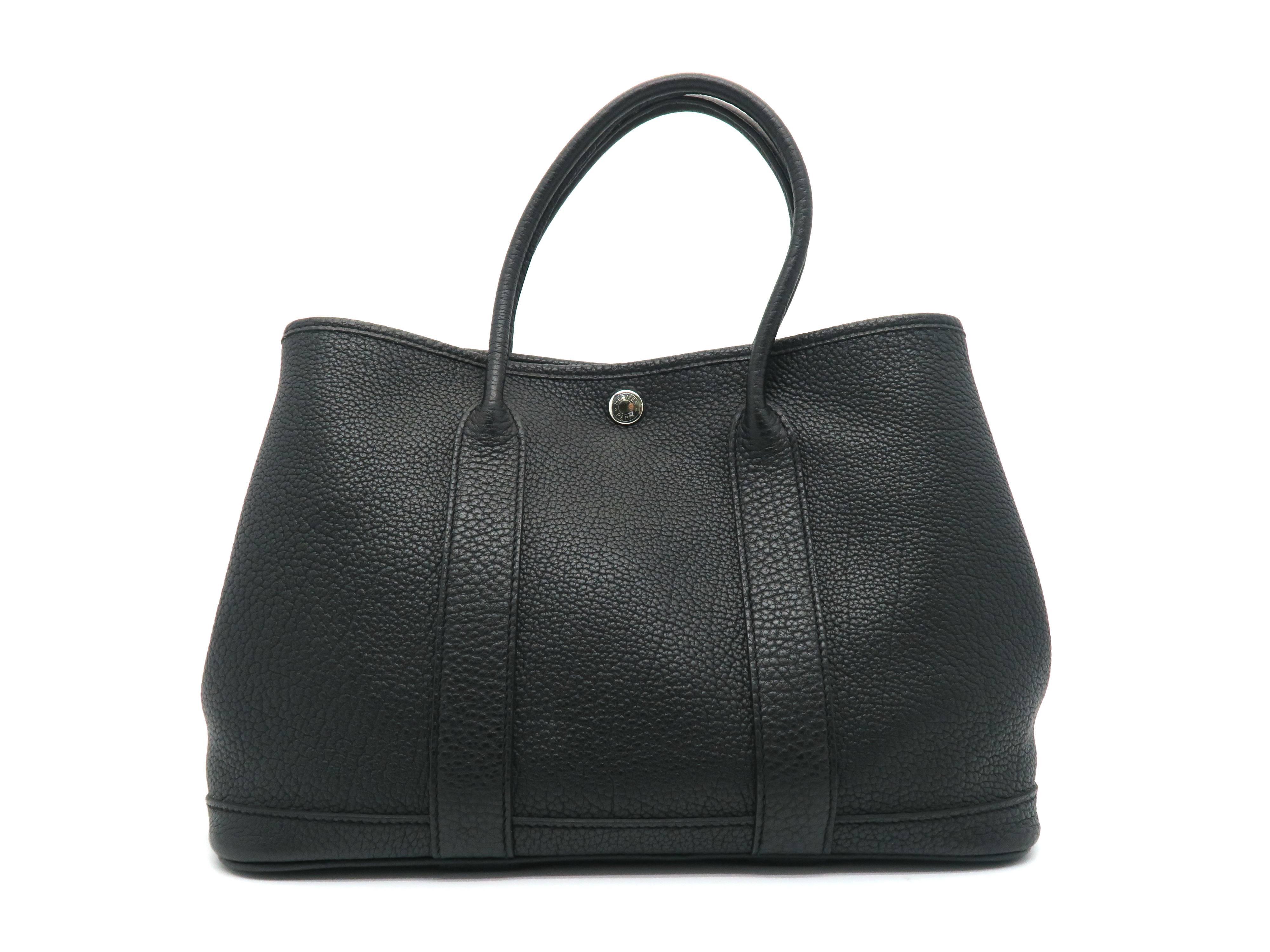 Hermes Garden Party TPM Noir Black Negonda Leather Tote Bag In Excellent Condition In Kowloon, HK