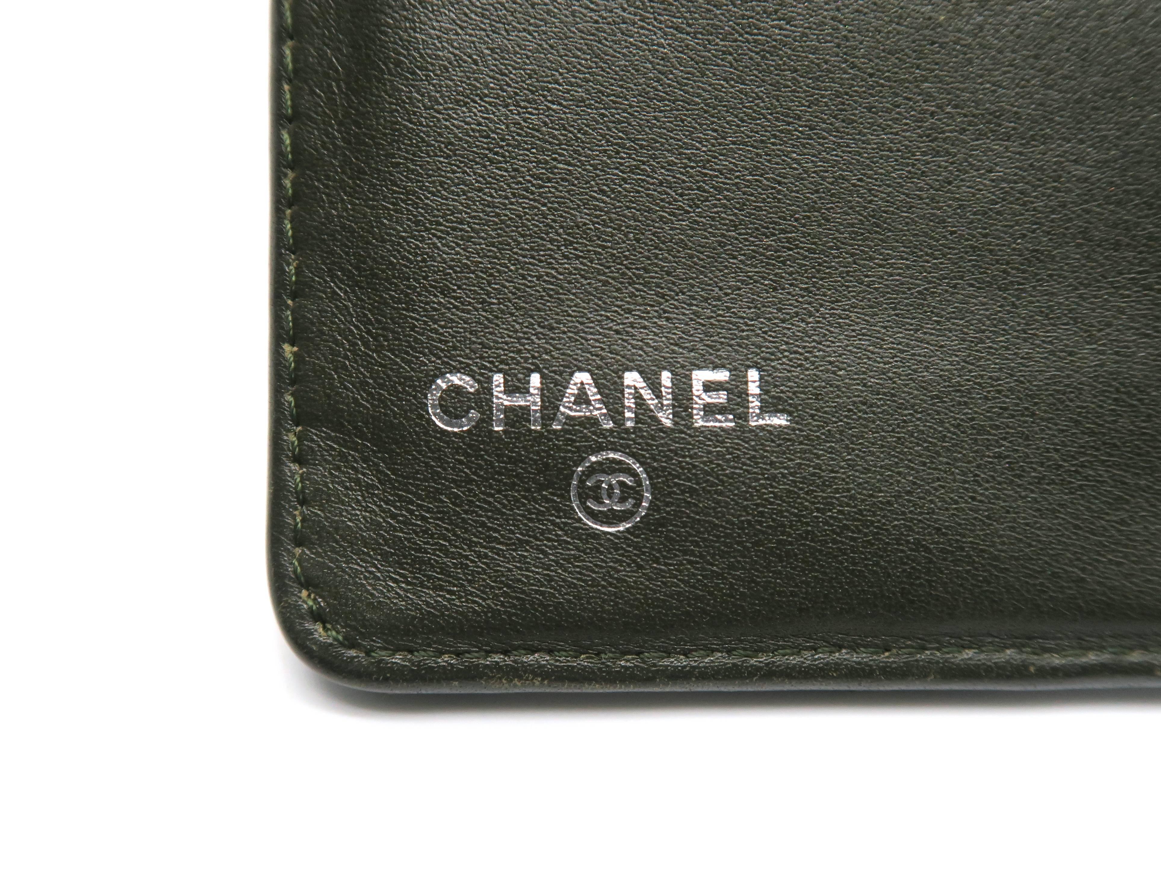 Chanel Green Quilted Caviar Leather Long Wallet 3