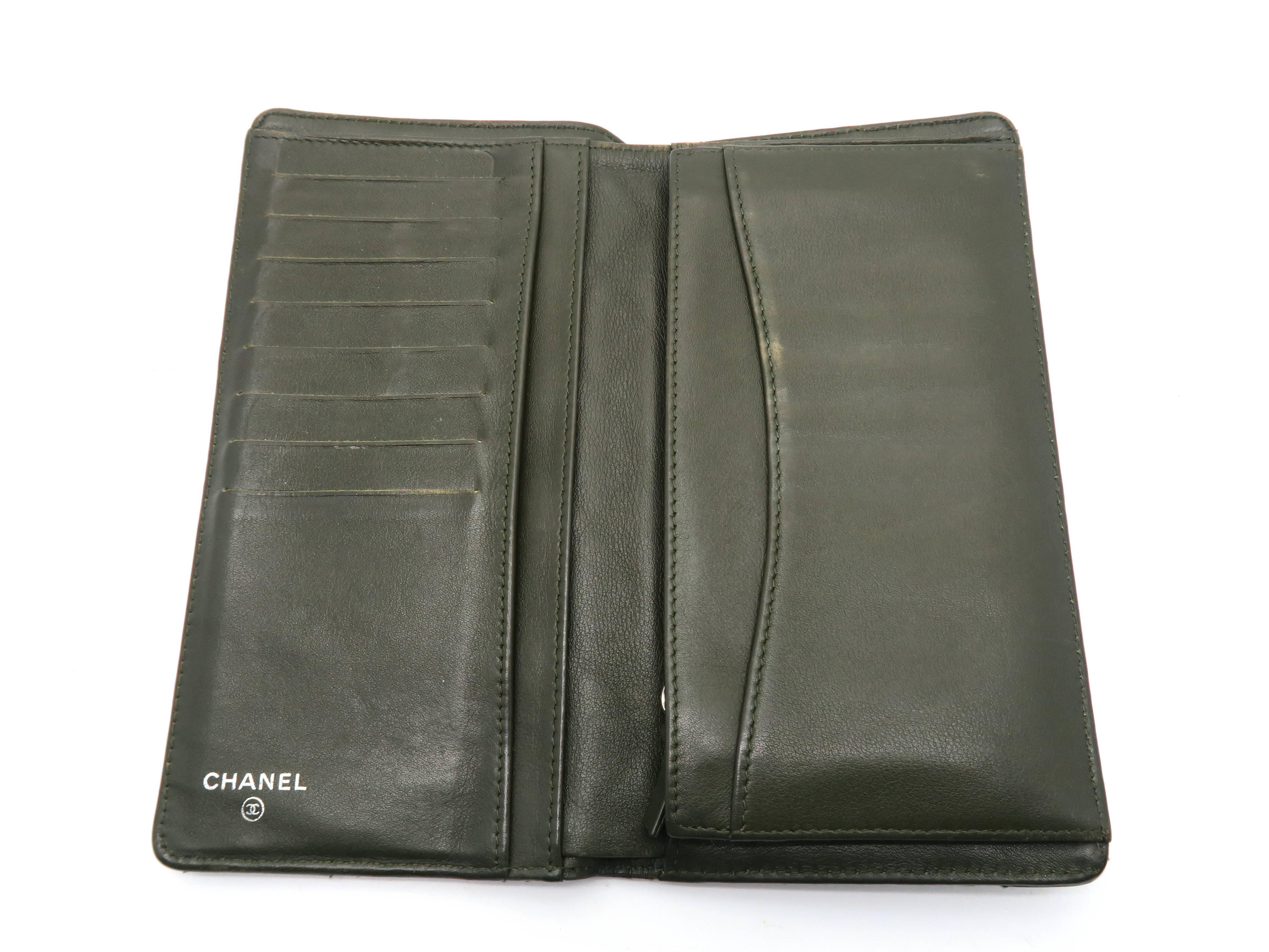 Chanel Green Quilted Caviar Leather Long Wallet 1
