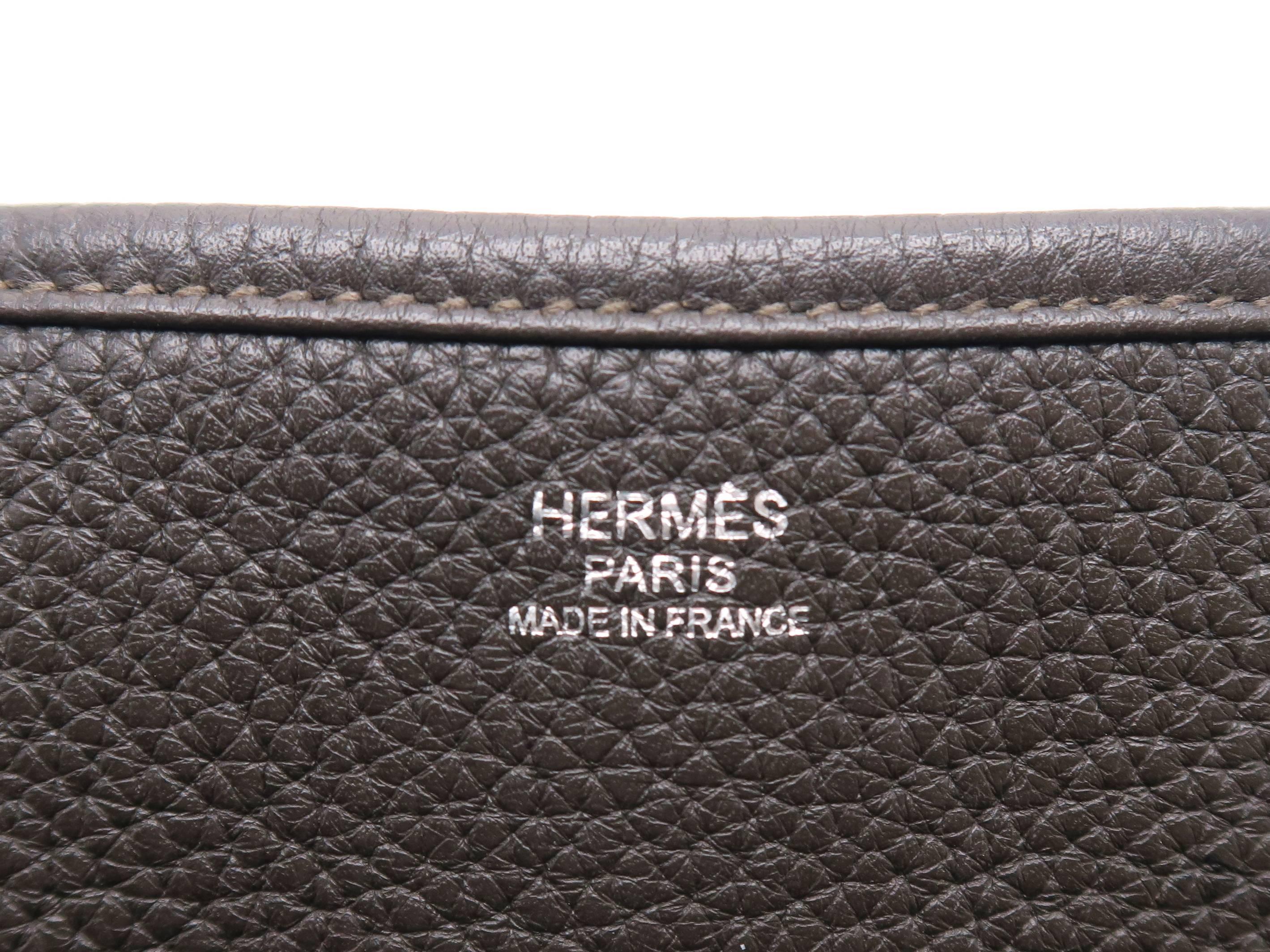 Hermes Evelyne GM Chocolat Brown Clemence Leather Shoulder Bag 1