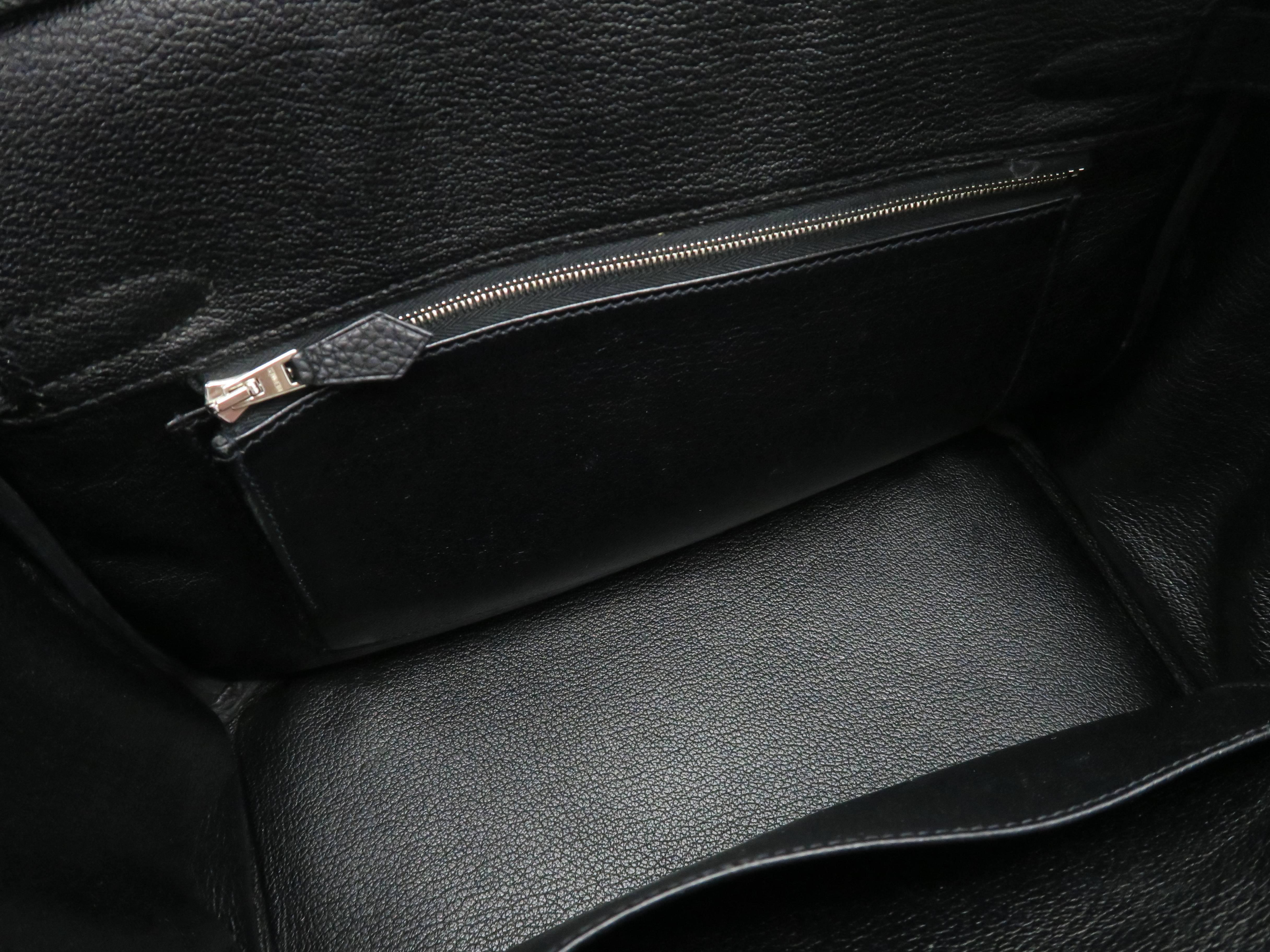 Hermes Birkin 30 Noir Black Clemence Leather Silver Metal Top Handle Bag 5