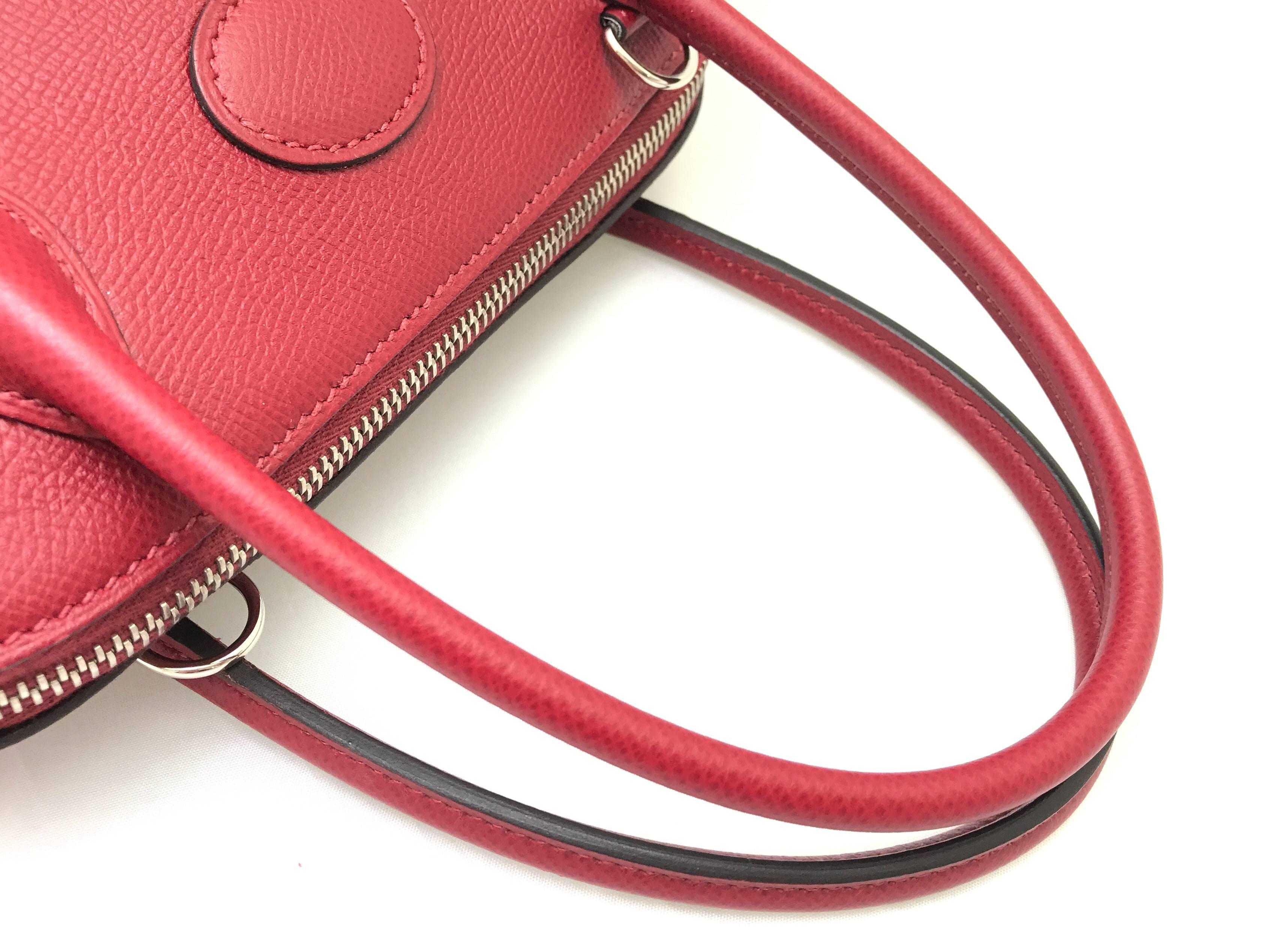 Hermes Bolide 27 Rouge Grenade Red Veau Epsom Leather Top Handle Bag In Excellent Condition In Kowloon, HK