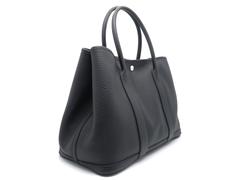 Hermes Garden Party PM Noir Black Clemence Leather Tote Bag