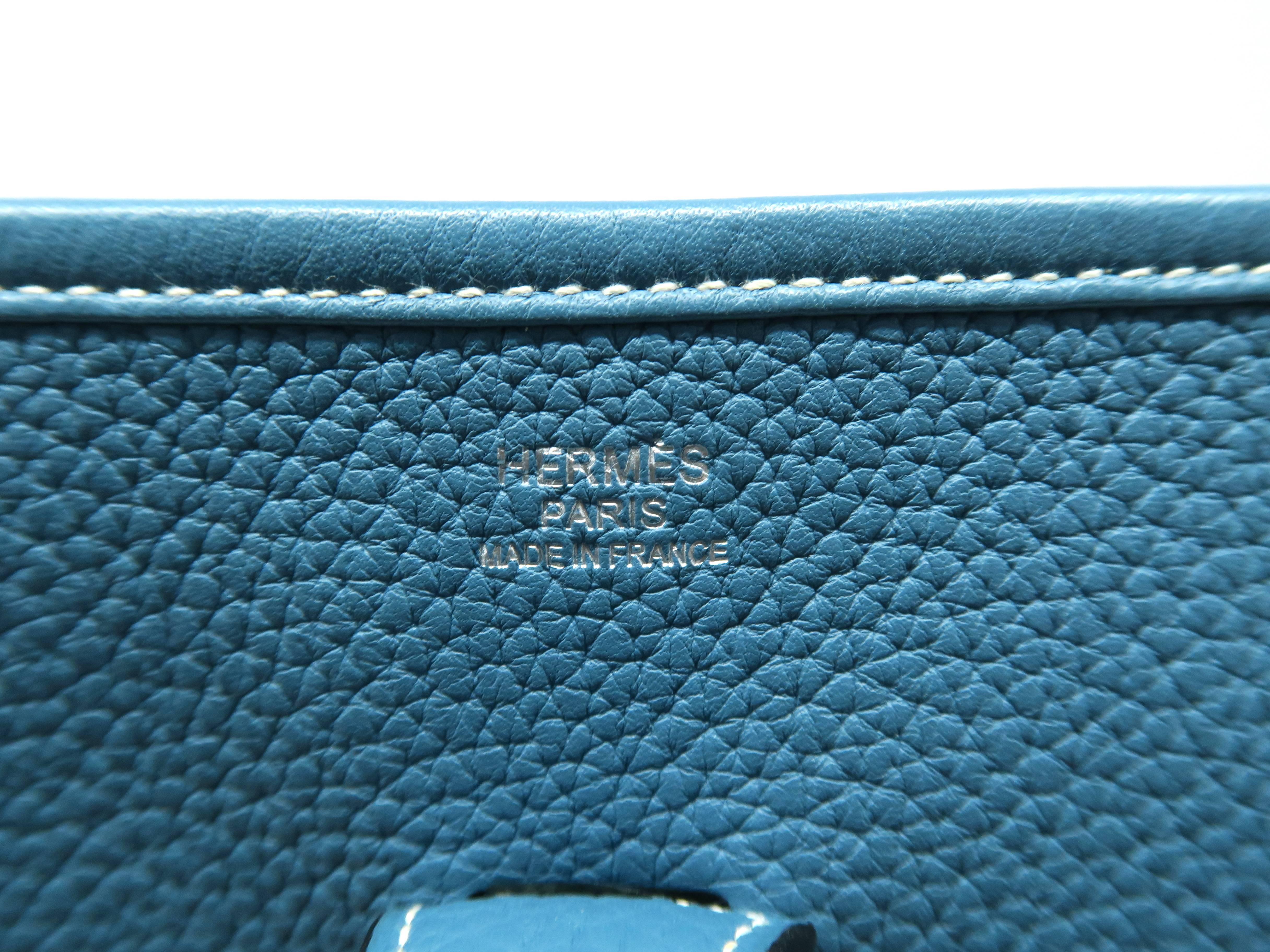 Hermes Evelyne PM Bleu Jean Blue Togo Leather Crossbody Bag 1