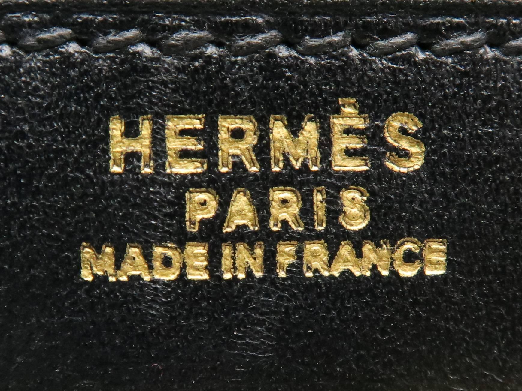 Hermes Kelly 32 Noir Black Box Leather Gold Metal Top Handle Bag 1