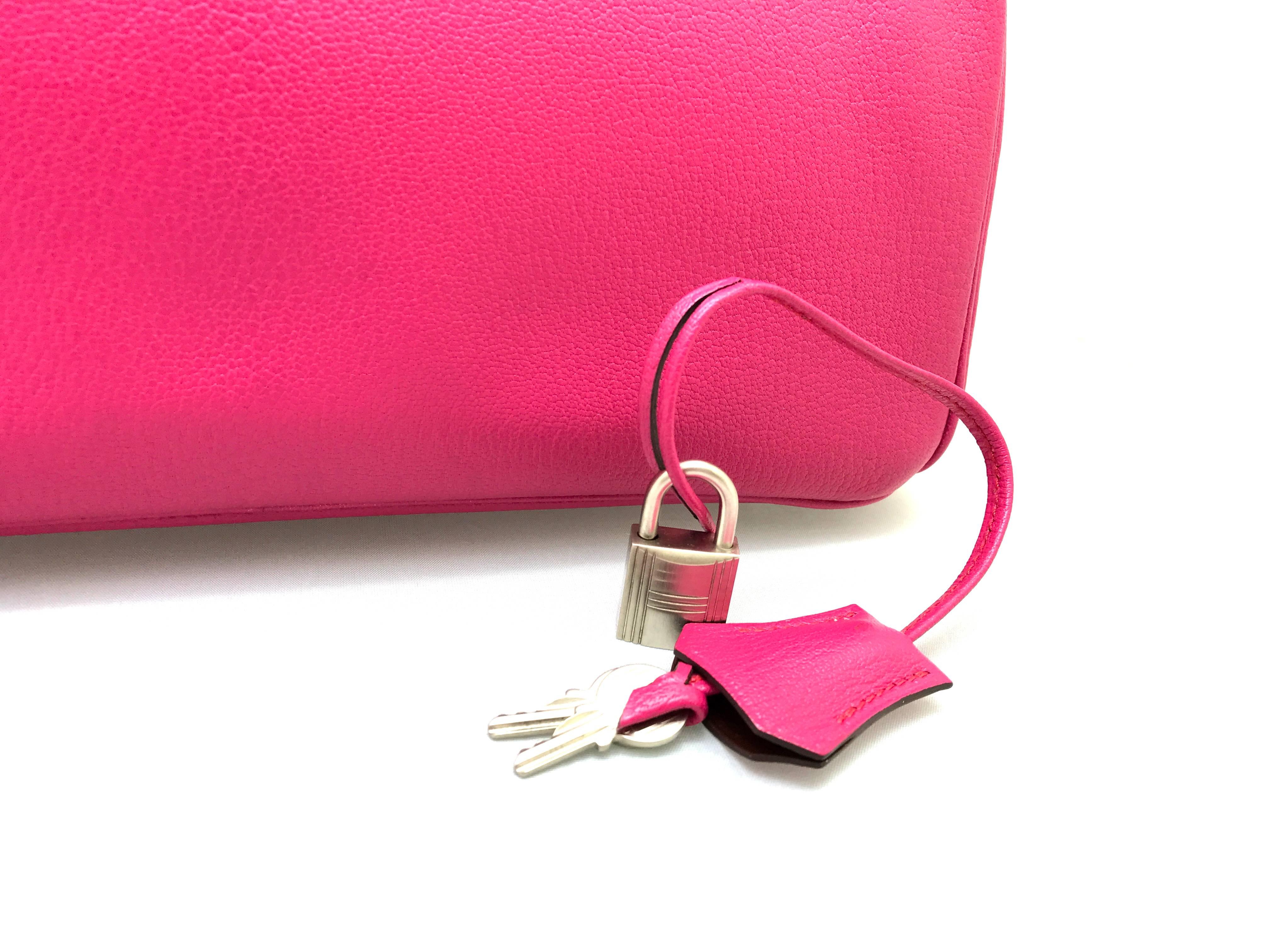 Hermes Birkin 30 Rose Tyrien Pink Chevre Leather Silver Metal Top Handle Bag 4